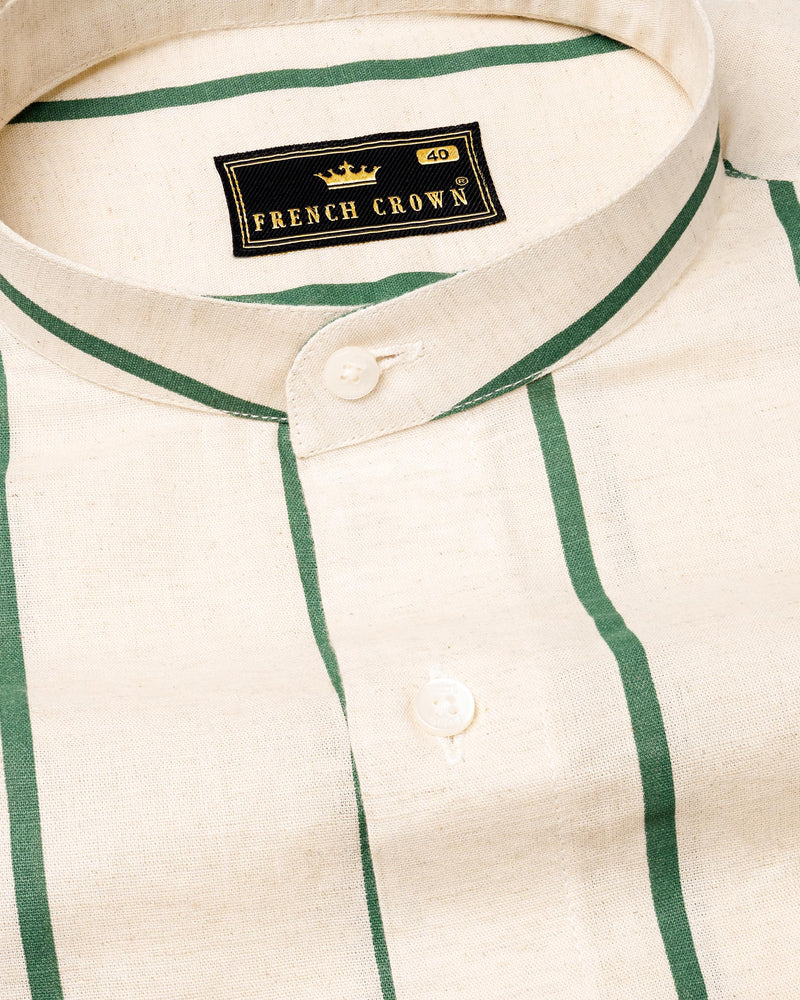 Ecru Brown with Oxley Green Striped Luxurious Linen Shirt 7010-M-38,7010-M-38,7010-M-39,7010-M-39,7010-M-40,7010-M-40,7010-M-42,7010-M-42,7010-M-44,7010-M-44,7010-M-46,7010-M-46,7010-M-48,7010-M-48,7010-M-50,7010-M-50,7010-M-52,7010-M-52