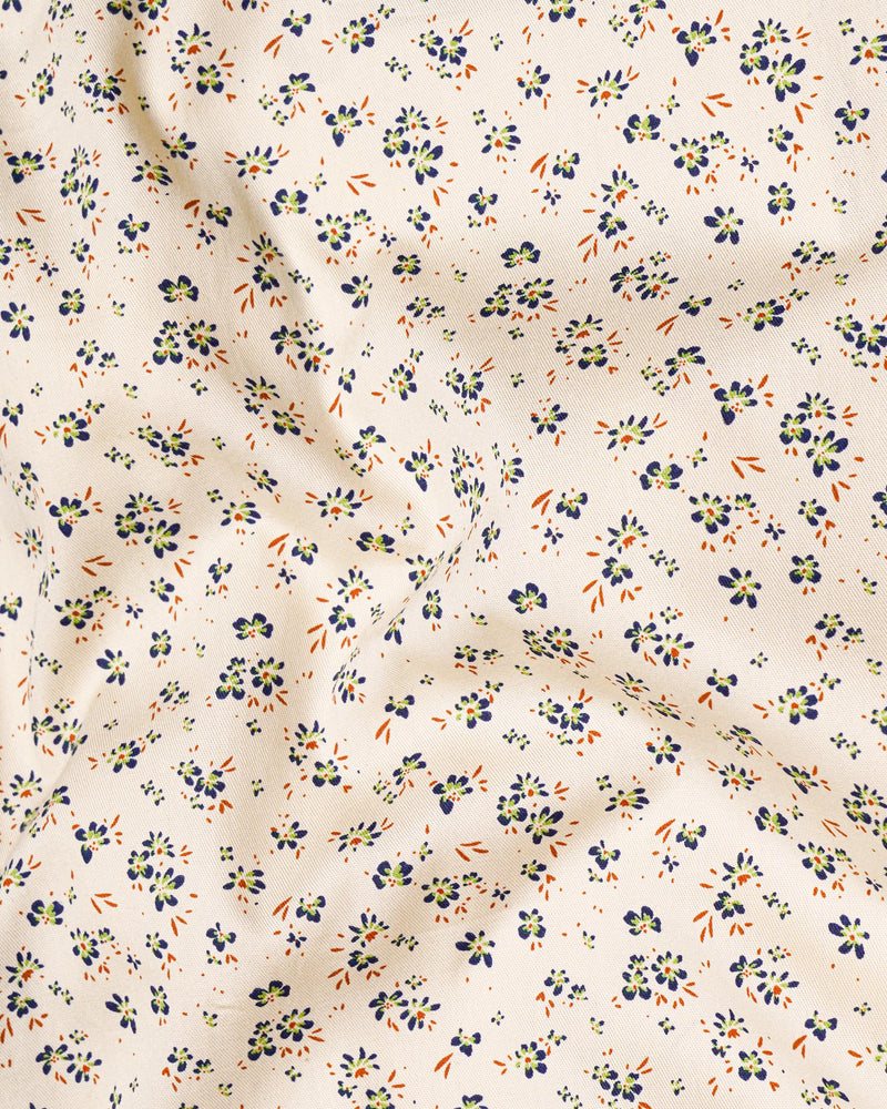 Beauty Bush Mini Floral Twill Textured Premium Cotton Shirt