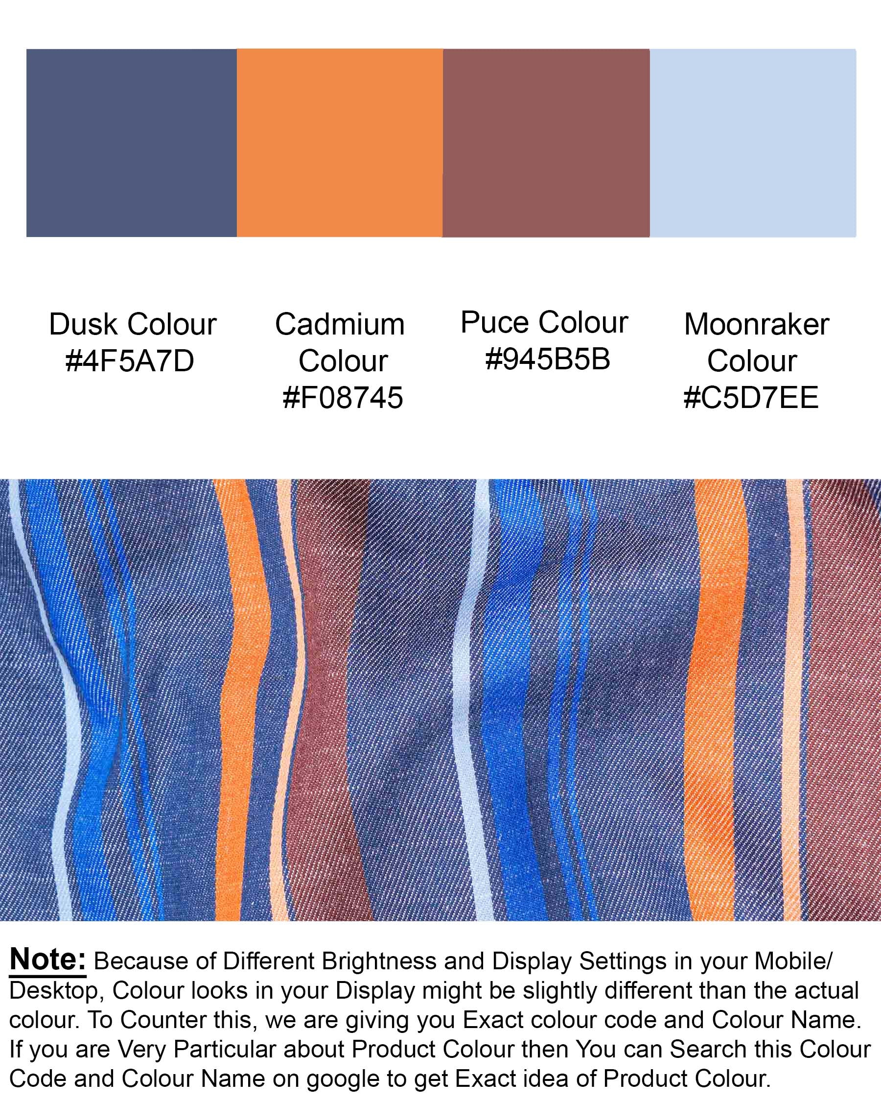 Dusk Blue with Cadmium Orange Multicolour Striped Premium Chambray Shirt 7168-BD-38,7168-BD-H-38,7168-BD-39,7168-BD-H-39,7168-BD-40,7168-BD-H-40,7168-BD-42,7168-BD-H-42,7168-BD-44,7168-BD-H-44,7168-BD-46,7168-BD-H-46,7168-BD-48,7168-BD-H-48,7168-BD-50,7168-BD-H-50,7168-BD-52,7168-BD-H-52