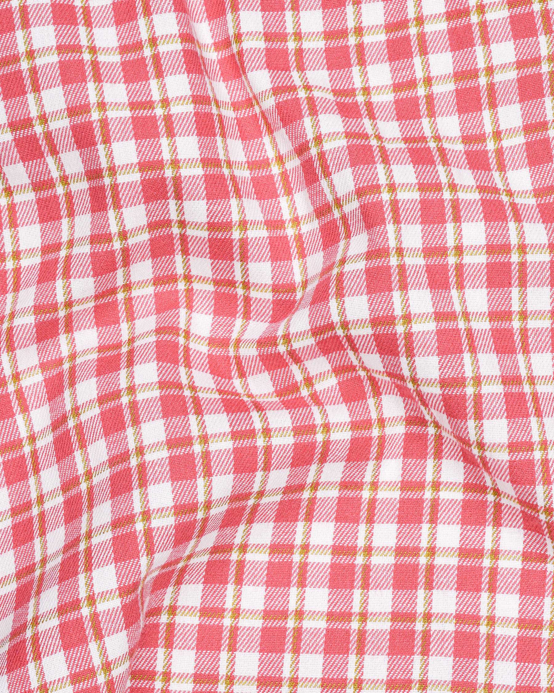 Brink Pink and White Plaid Twill Premium Cotton Overshirt/Shacket