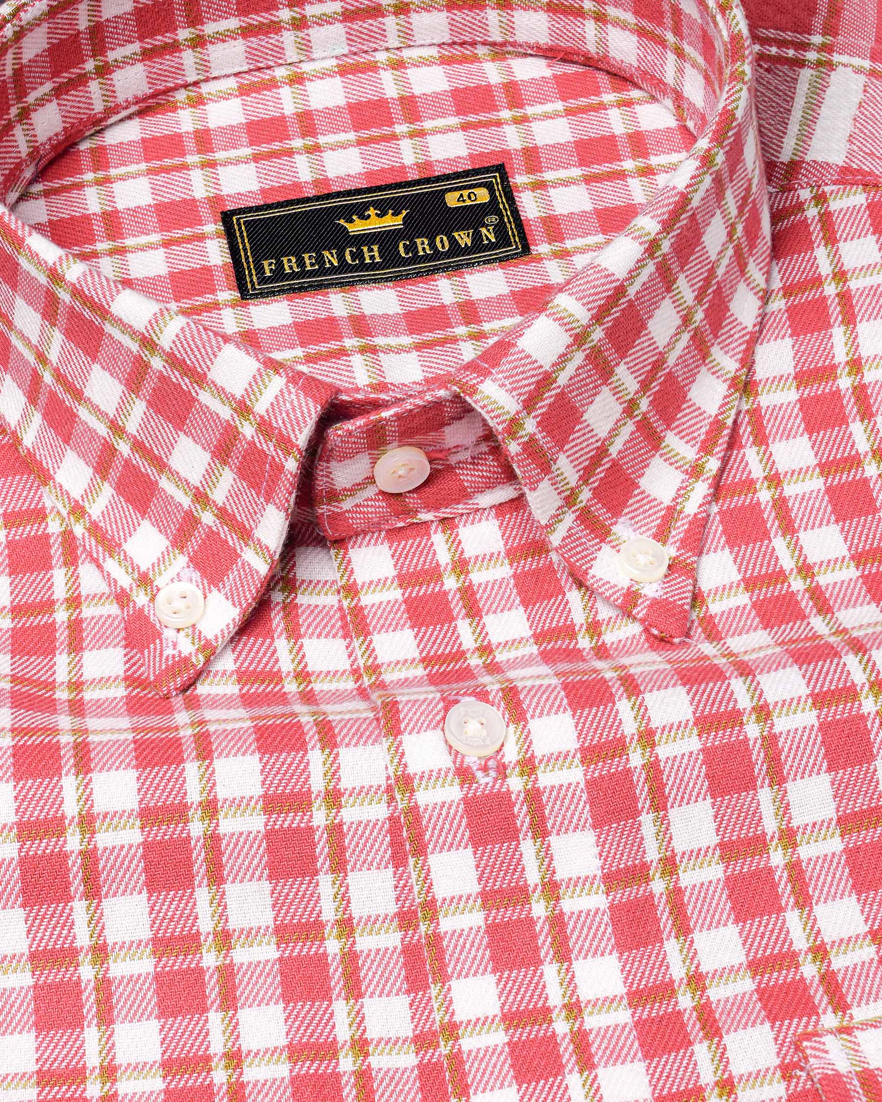 Brink Pink and White Plaid Twill Premium Cotton Overshirt/Shacket