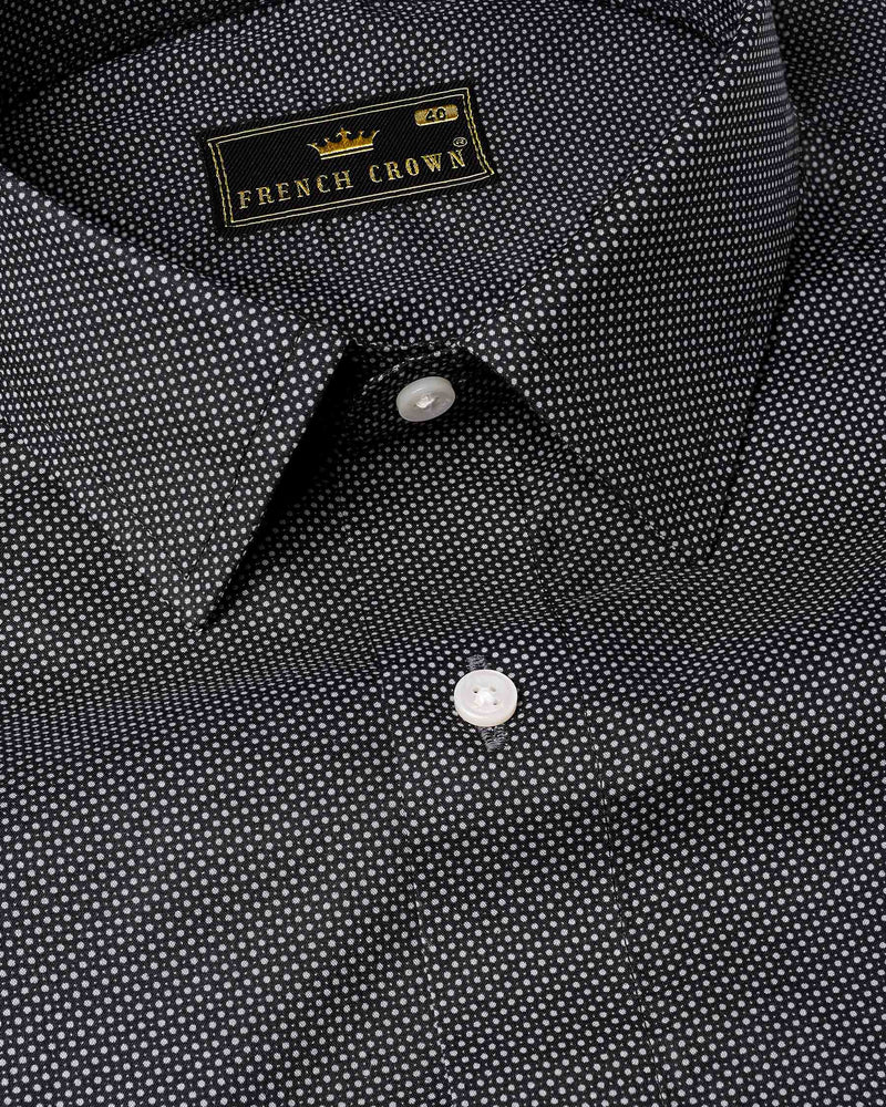 Jade Black White Dotted Premium Cotton Shirt