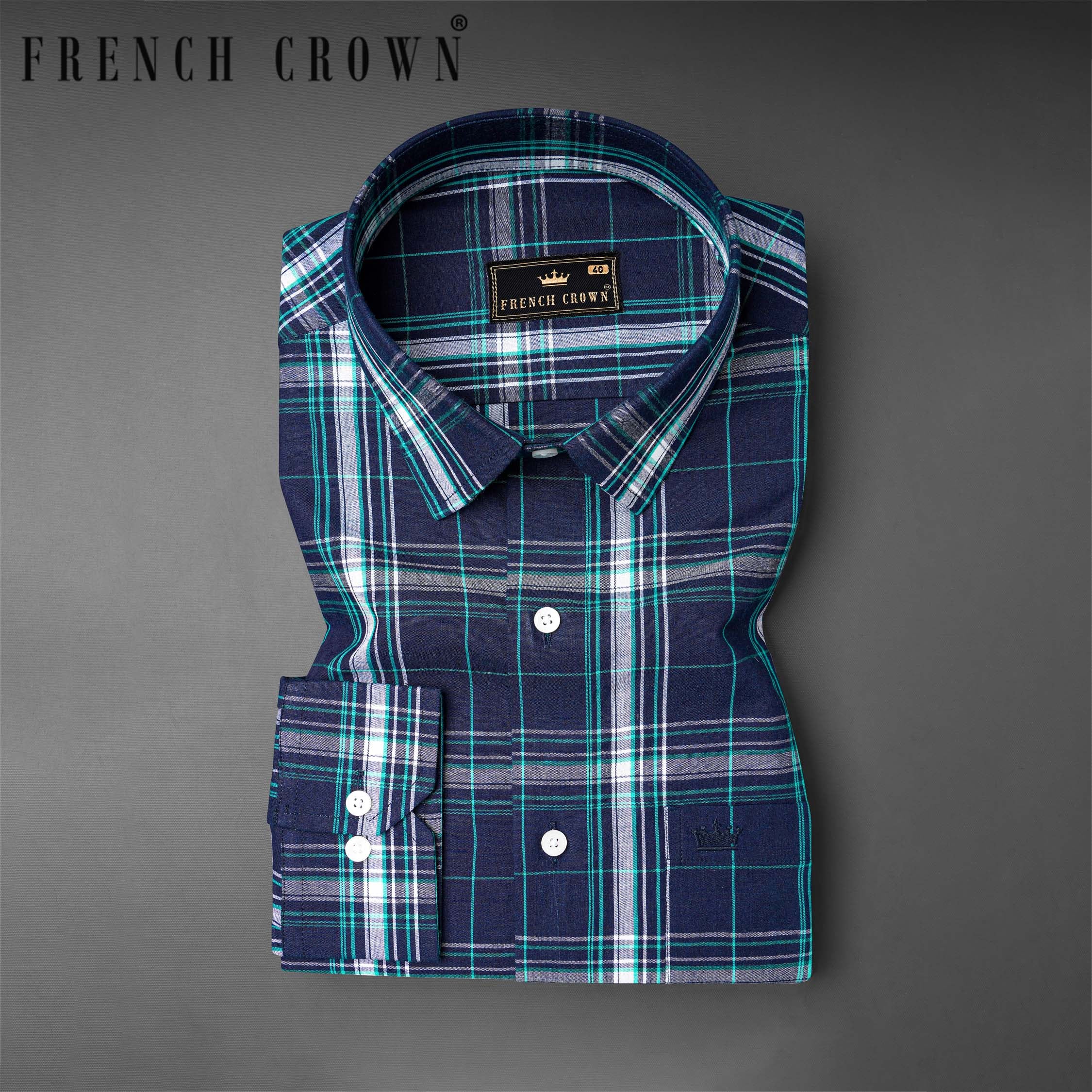 Rhino Blue Plaid Premium Cotton Shirt