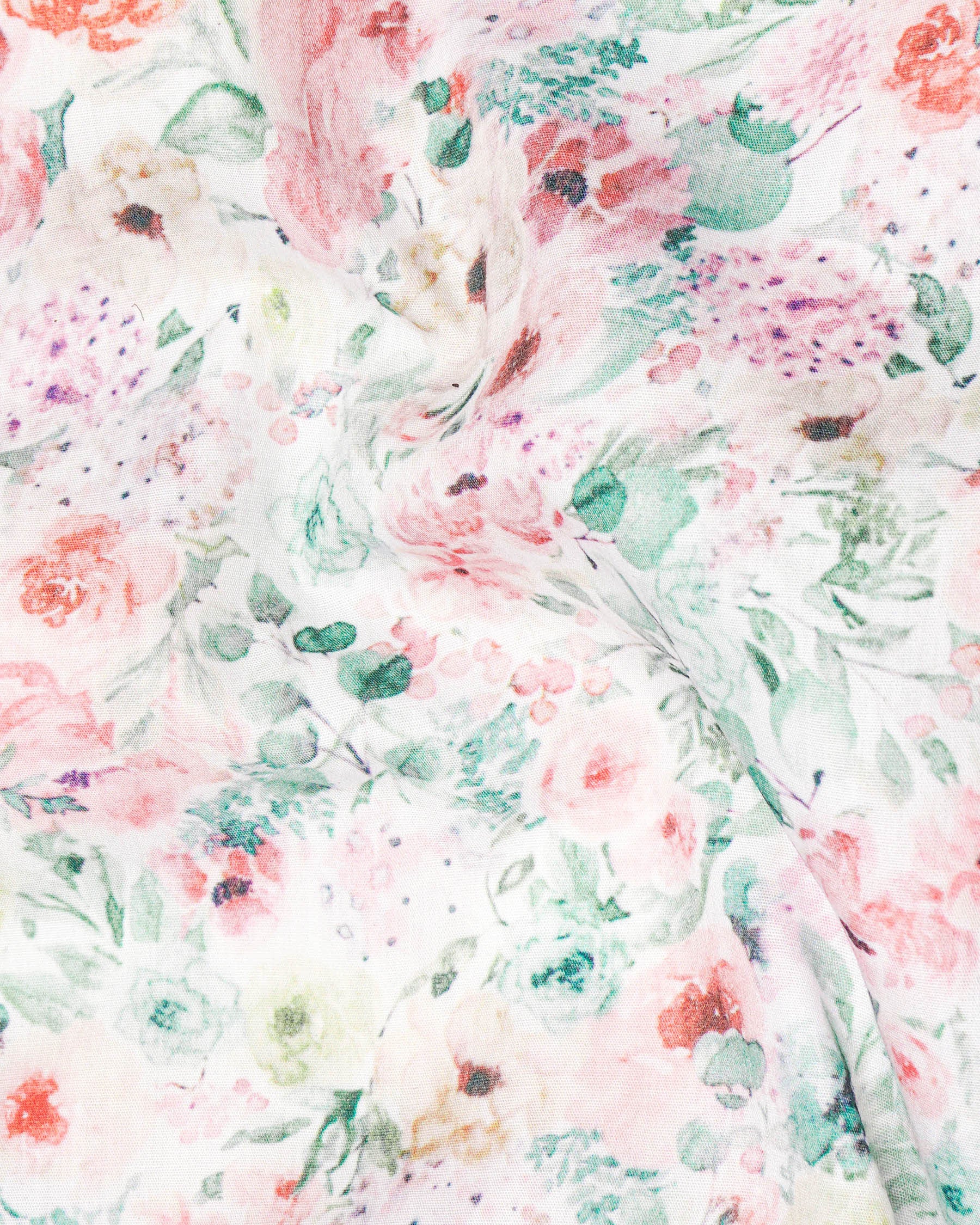 Bright White Multicolor Floral Printed Premium Cotton Shirt