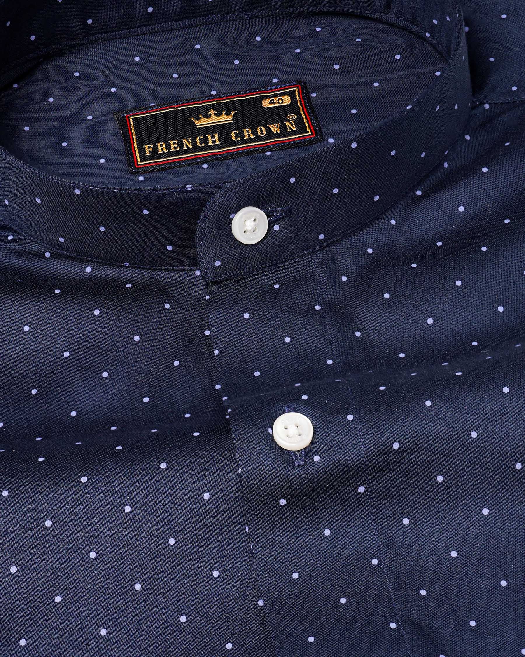 Ebony Clay Blue Polka Dots Super Soft Premium Cotton Shirt