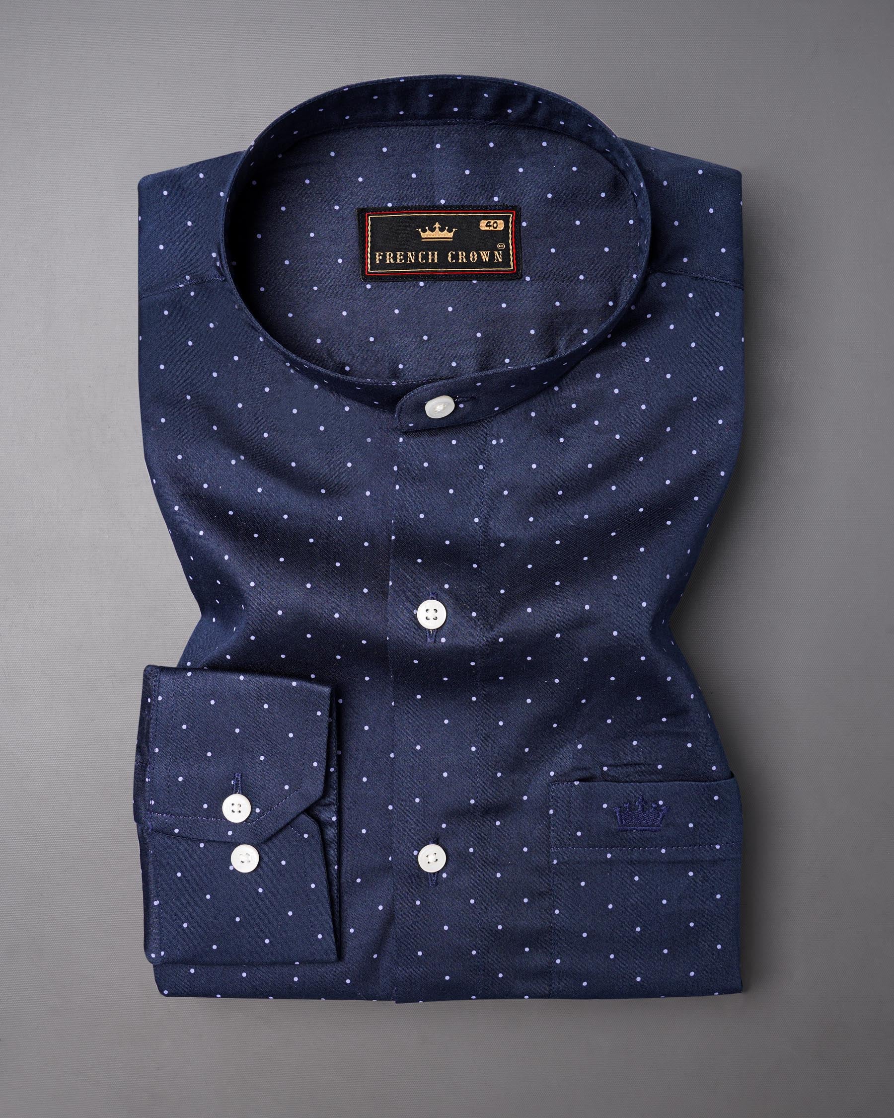 Ebony Clay Blue Polka Dots Super Soft Premium Cotton Shirt