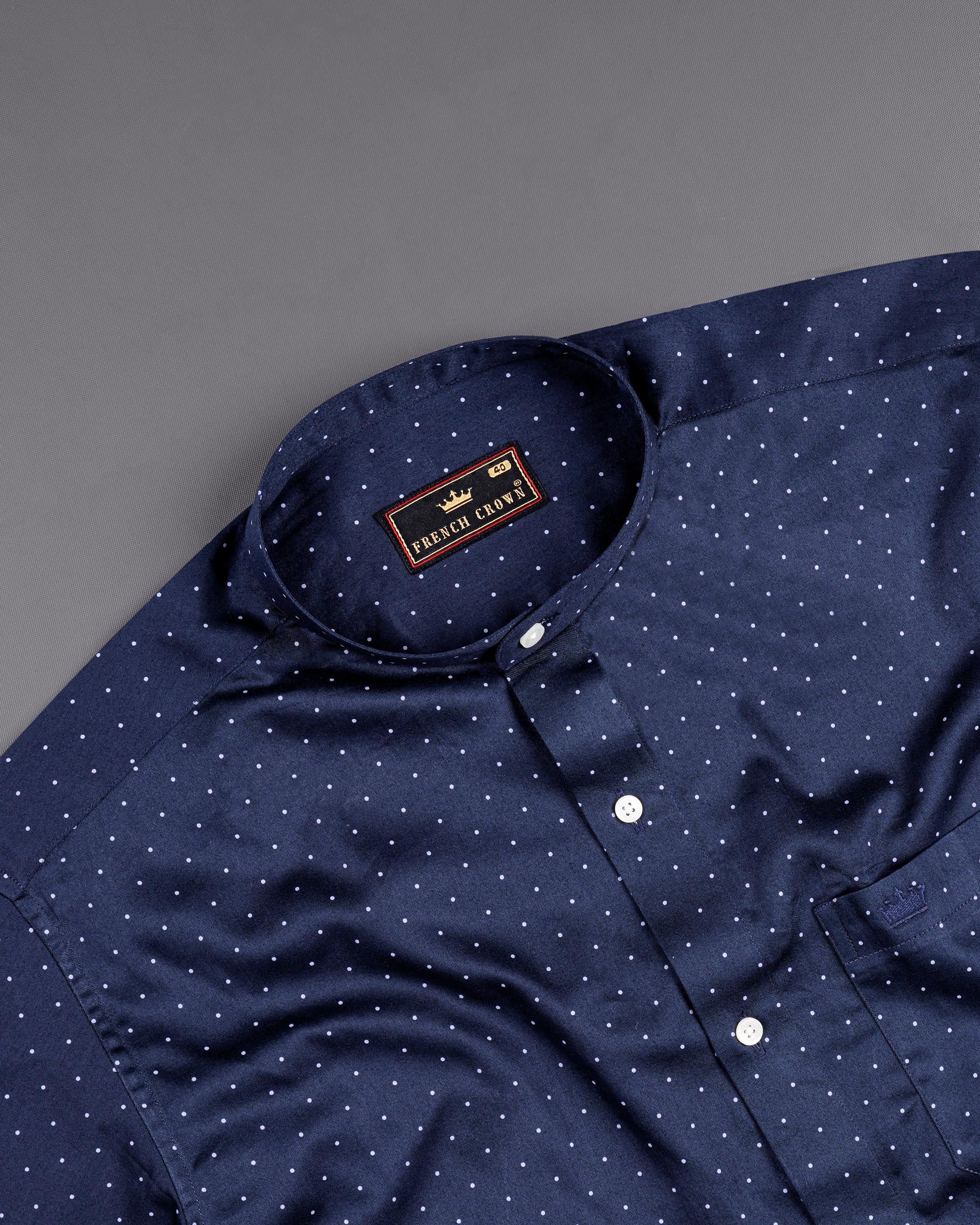 Ebony Clay Blue Polka Dots Super Soft Premium Cotton Shirt