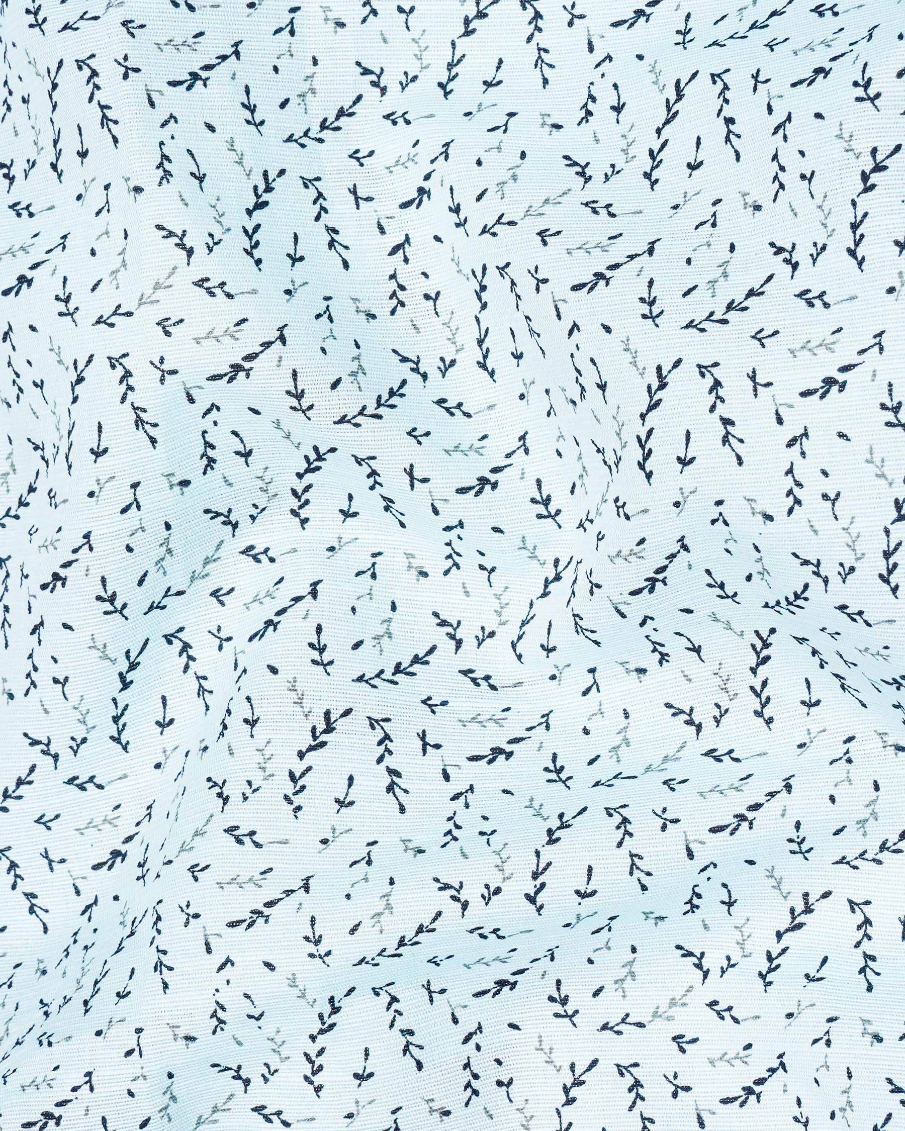 Tropical blue and Casper Green Leaves Printed Luxurious Linen Shirt