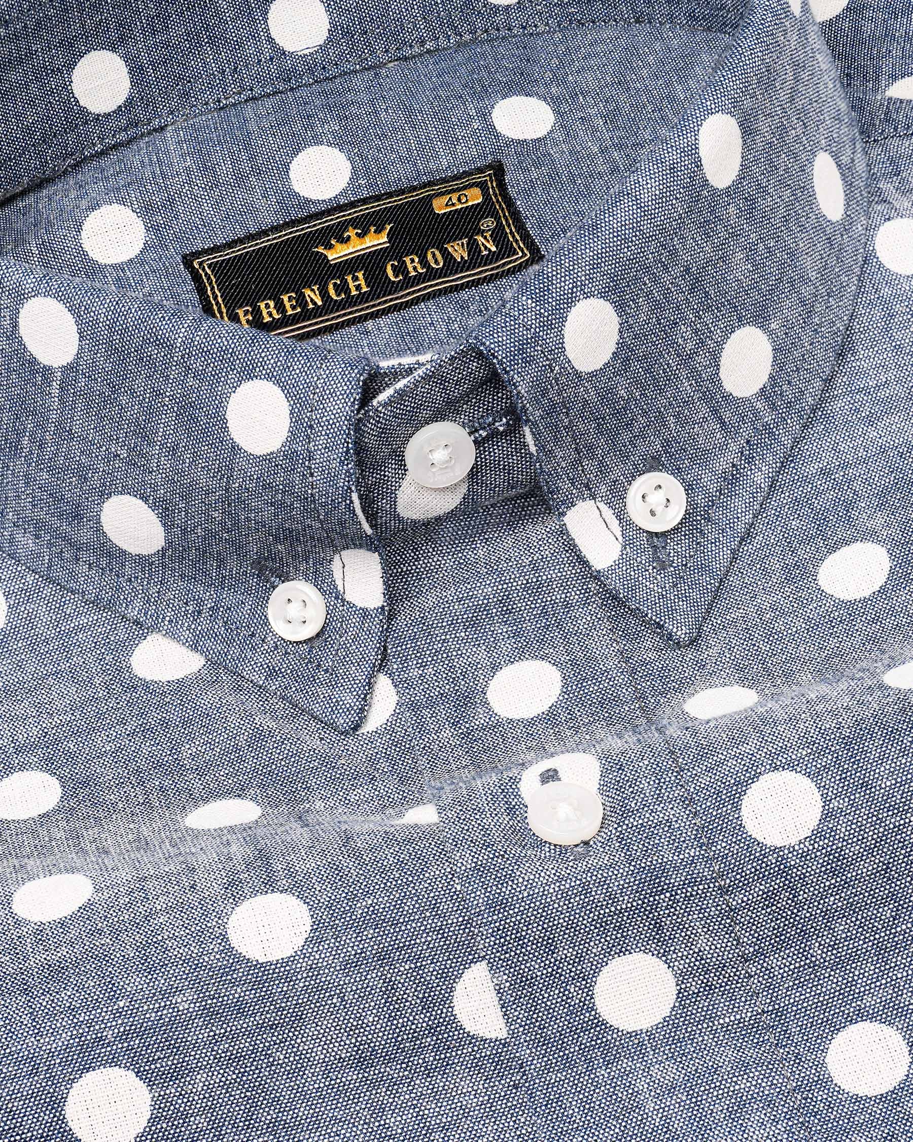 Storm Grey Polka Dots denim Shirt