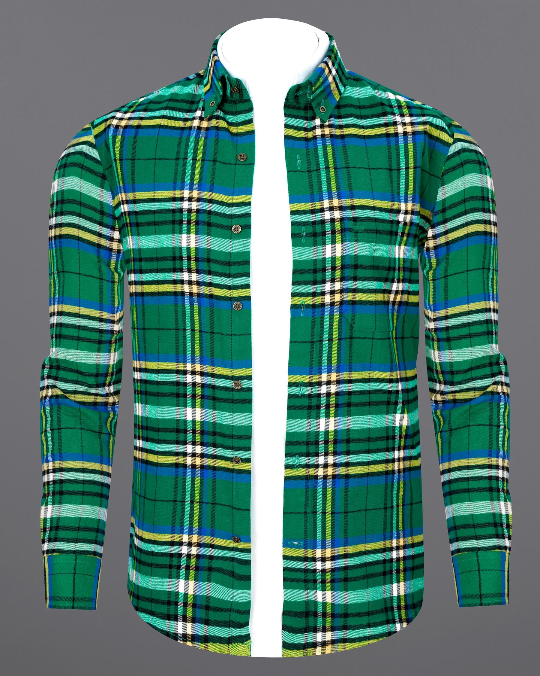 Tropical Rain Green Plaid Flannel Shirt