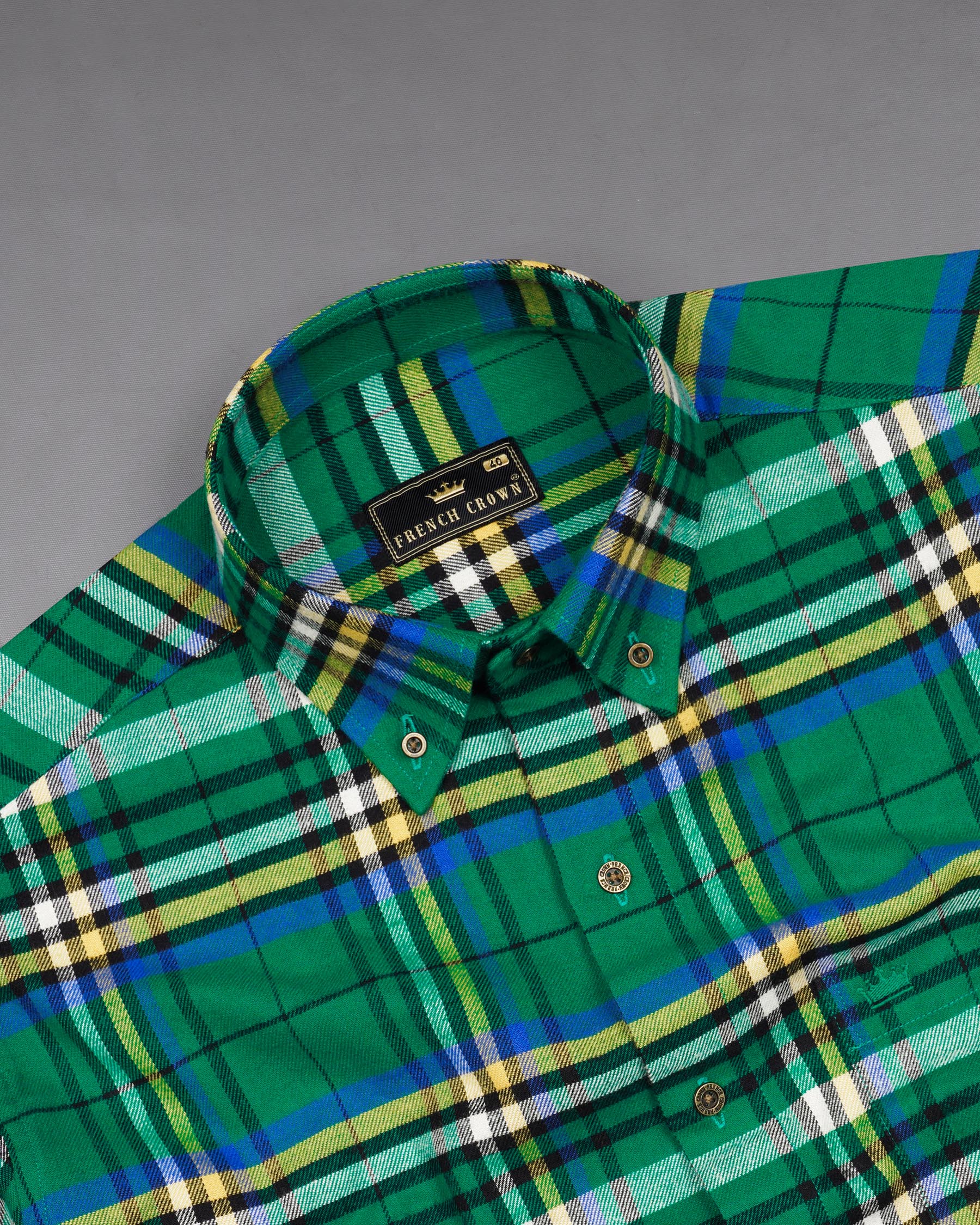 Tropical Rain Green Plaid Flannel Shirt