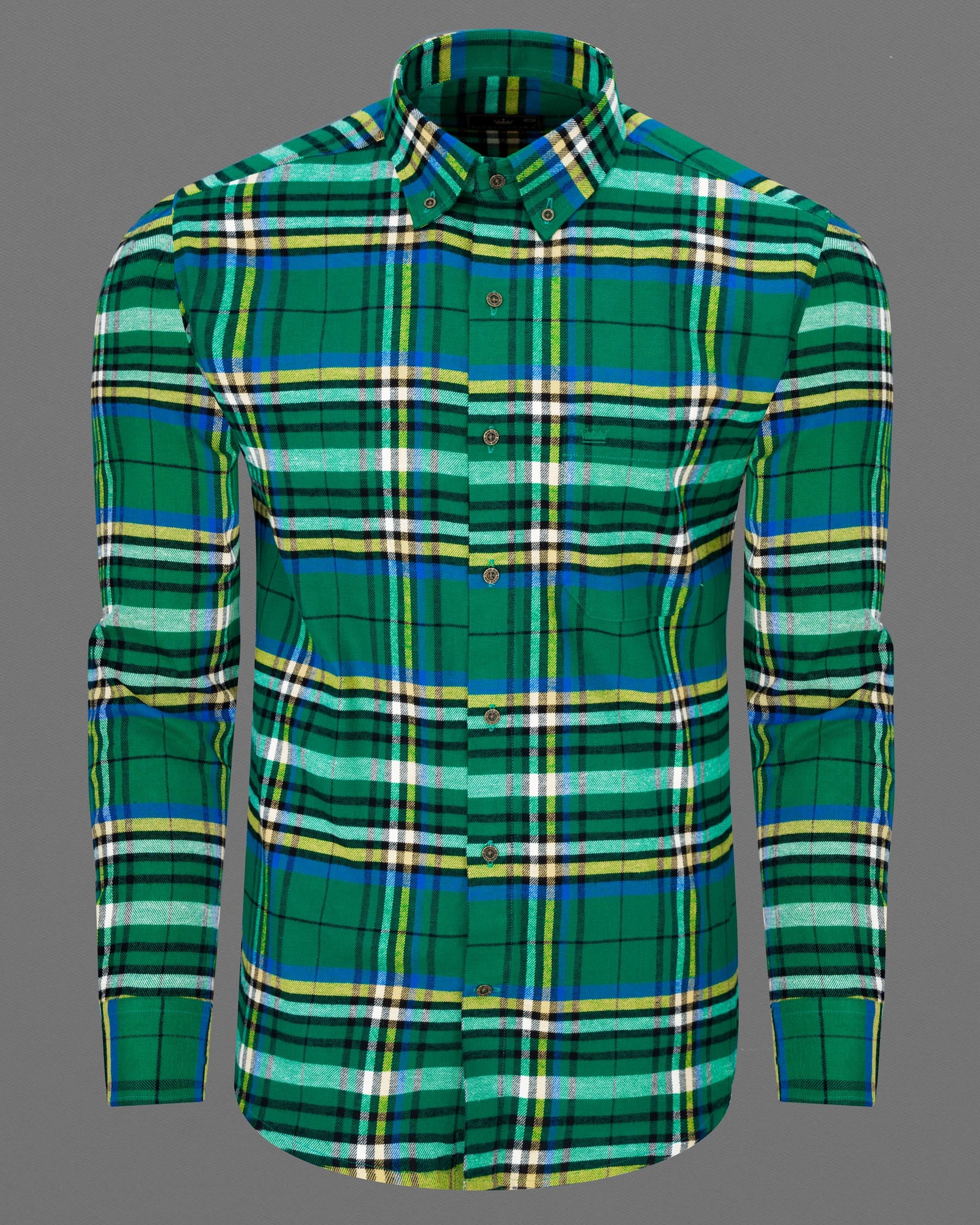 Tropical Rain Green Plaid Flannel Shirt