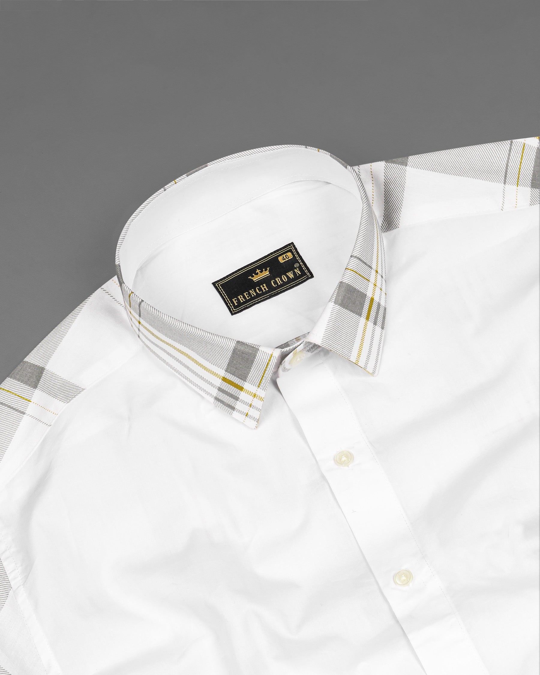 Bright White Plaid Premium Cotton Designer Shirt