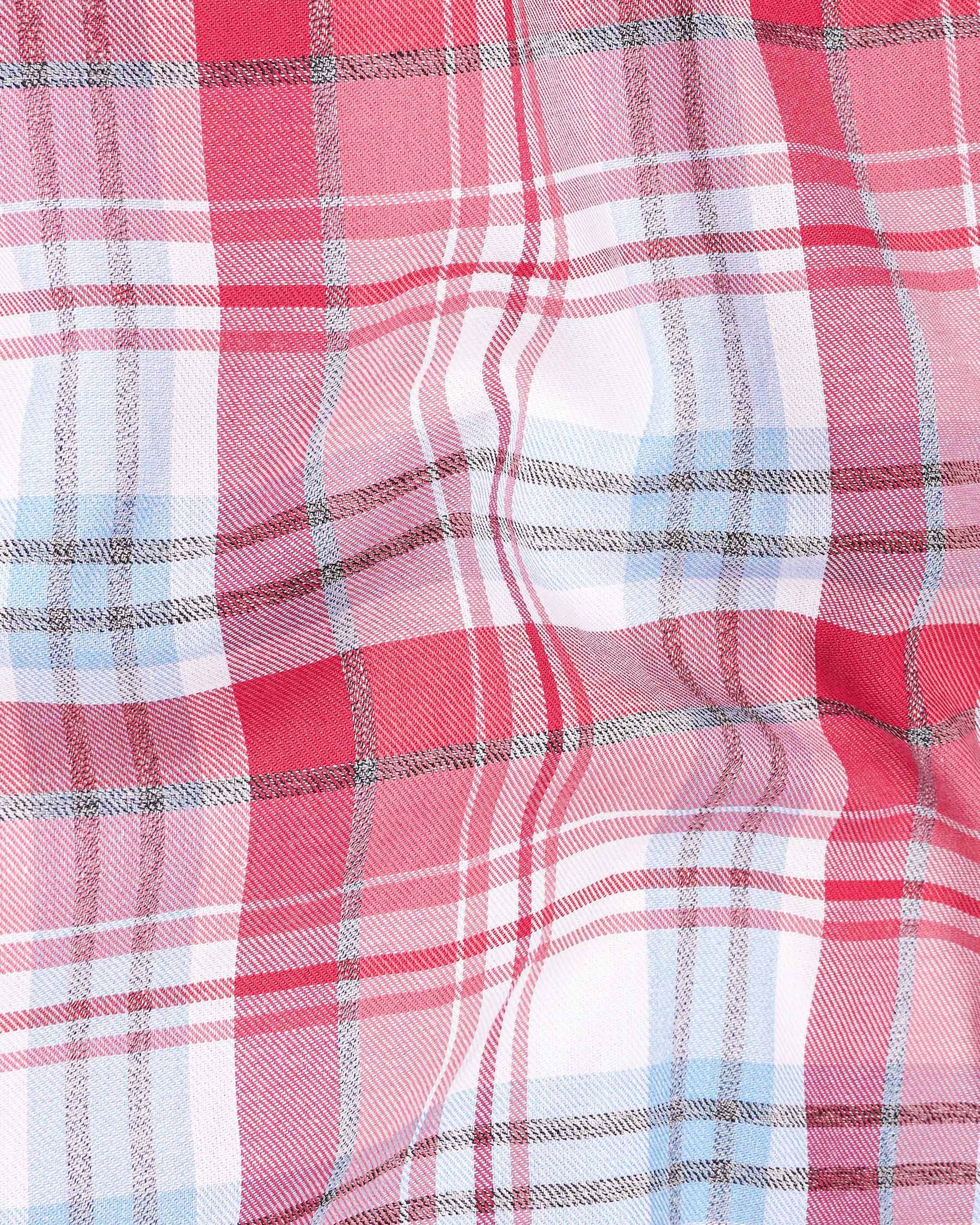 Cabaret Pink and Perano Blue Twill Plaid Premium Cotton Shirt