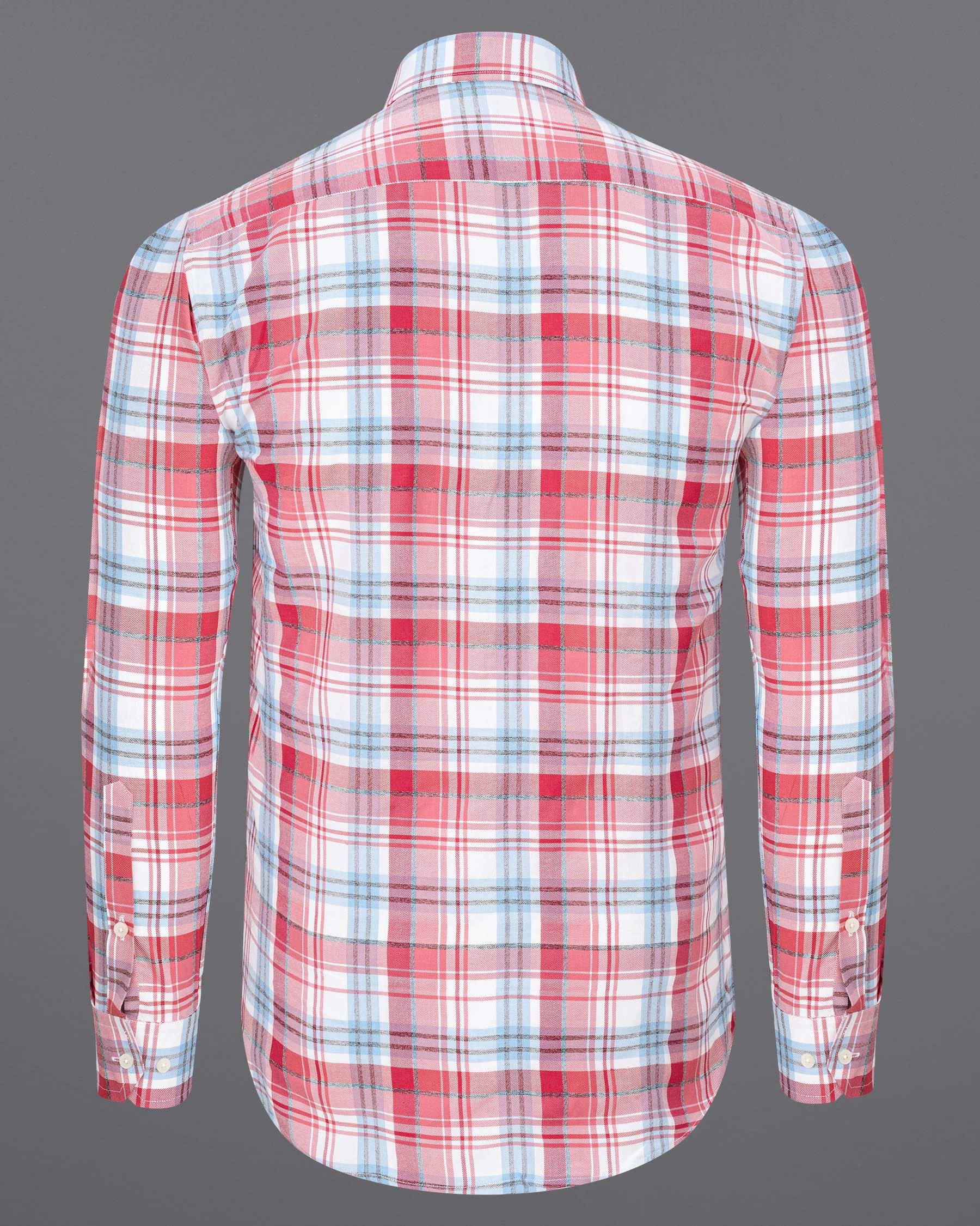 Cabaret Pink and Perano Blue Twill Plaid Premium Cotton Shirt