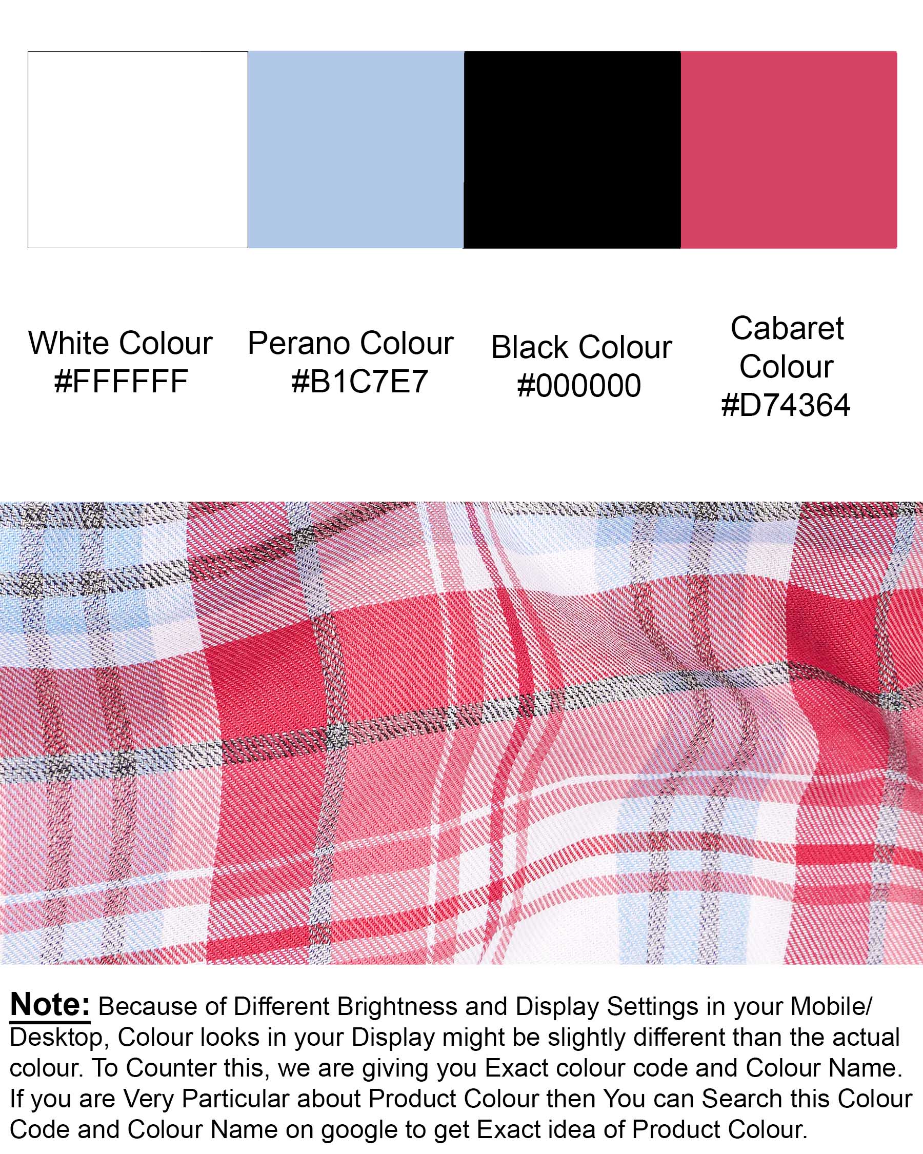 Cabaret Pink and Perano Blue Twill Plaid Premium Cotton Shirt