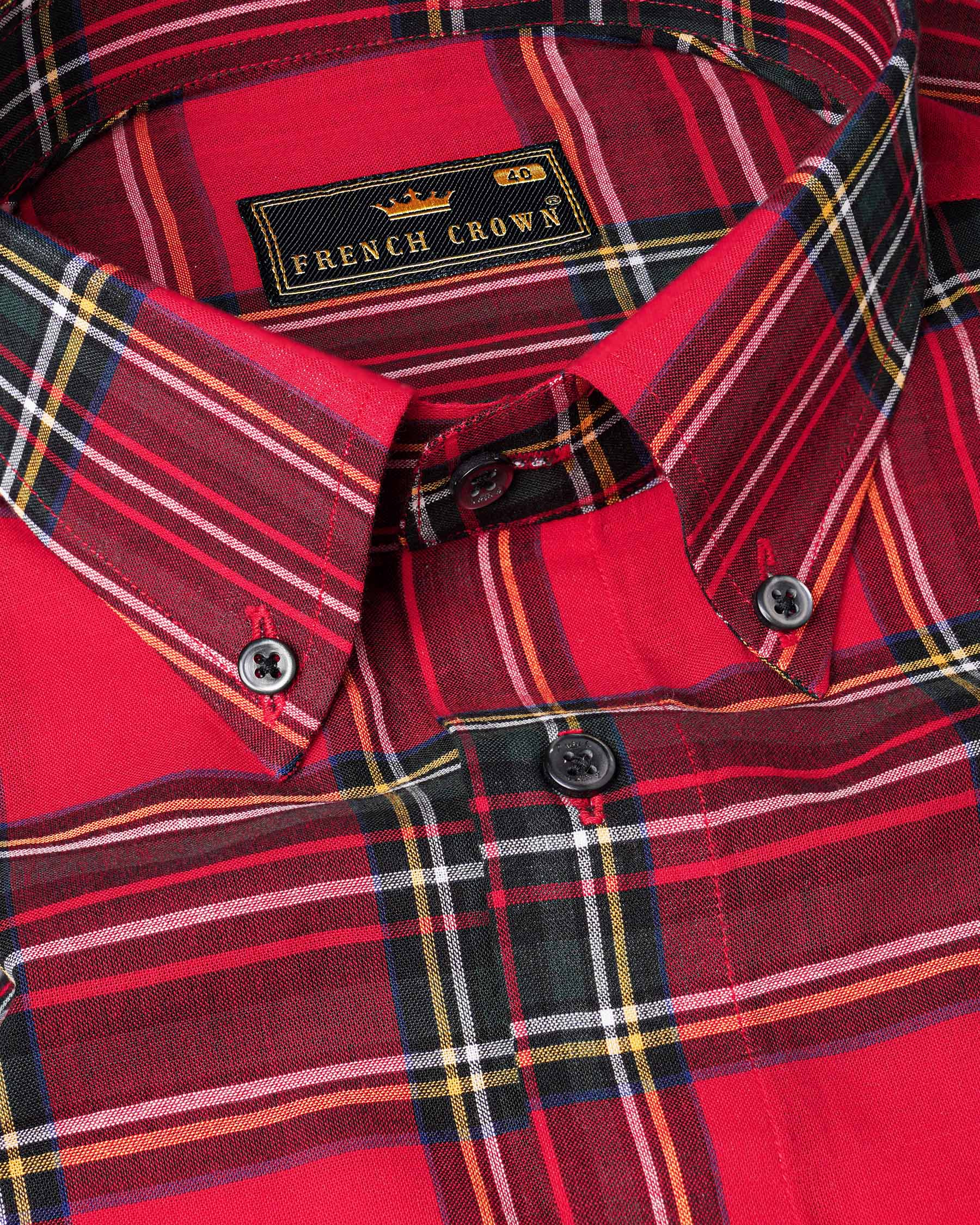 Crimson Red Plaid Premium Cotton Shirt