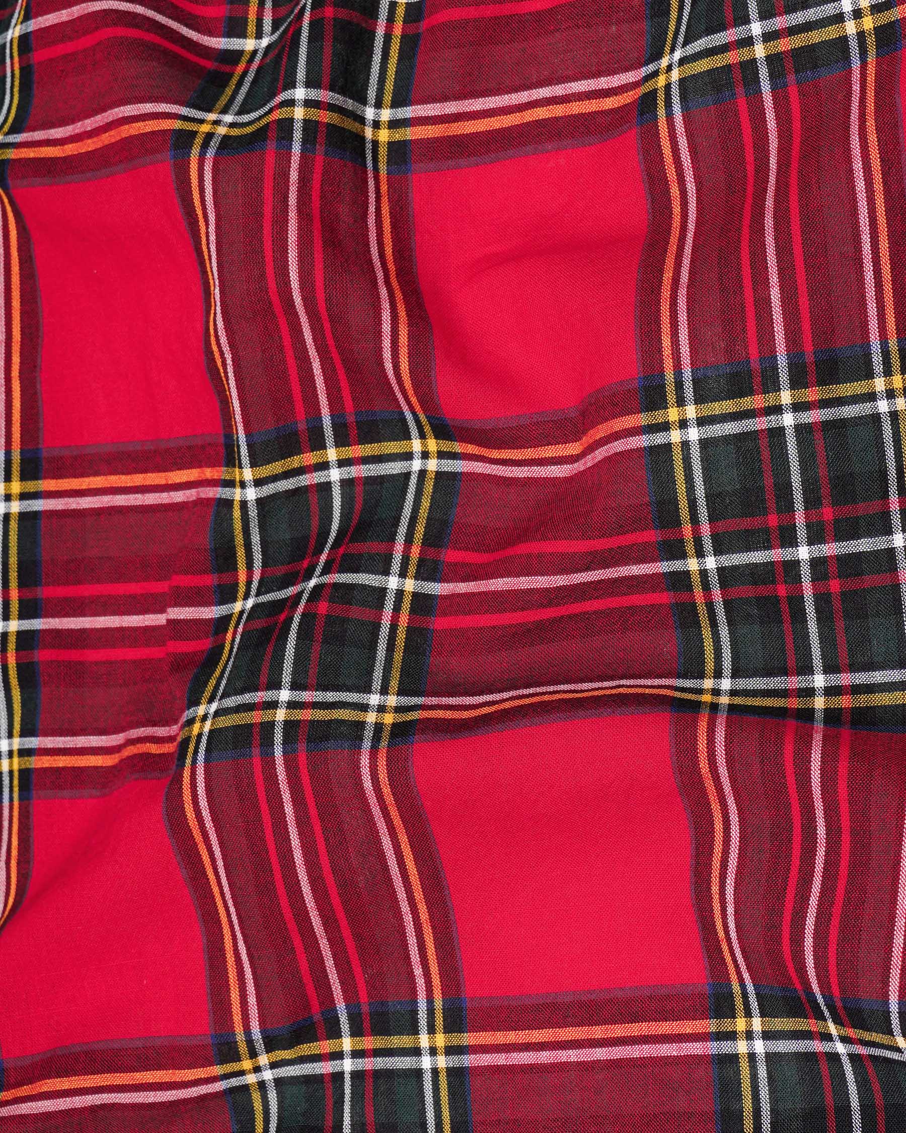 Crimson Red Plaid Premium Cotton Shirt