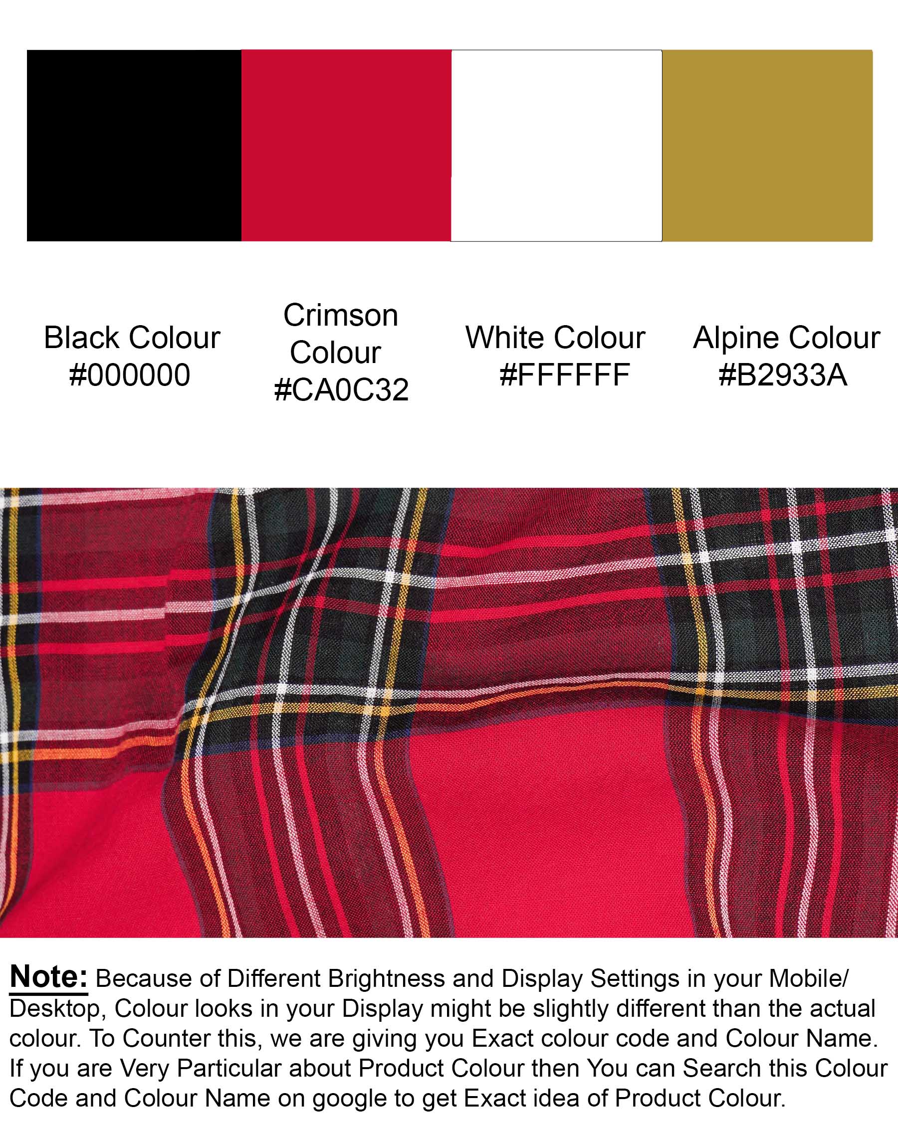 Crimson Red Plaid Premium Cotton Shirt