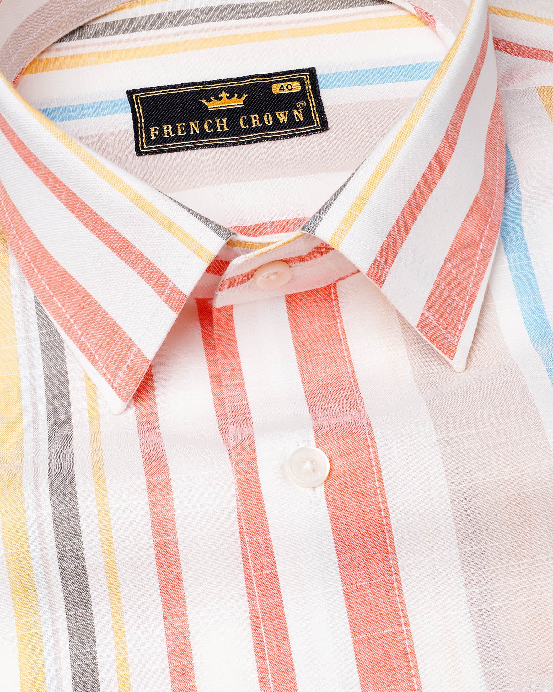Light Pink with Swirl Gray Striped Luxurious Linen Shirt