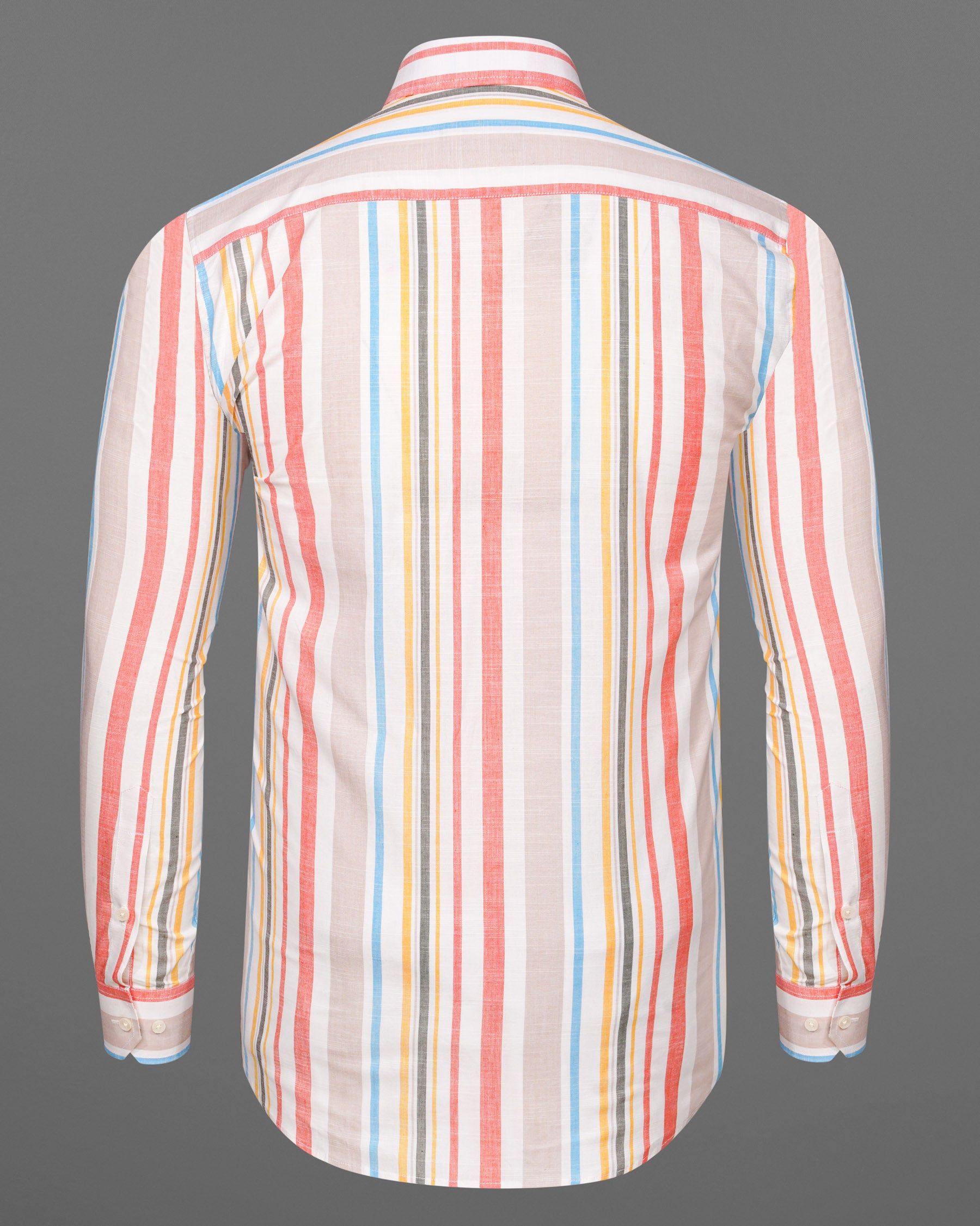 Light Pink with Swirl Gray Striped Luxurious Linen Shirt