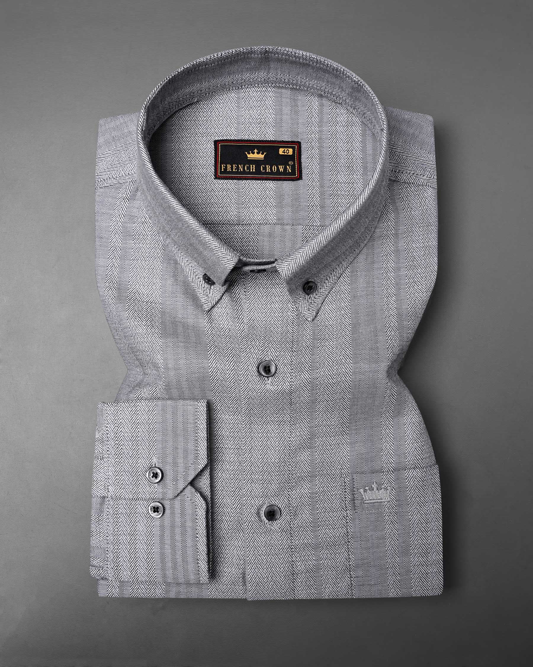 Star Dust Gray Striped Herringbone Shirt