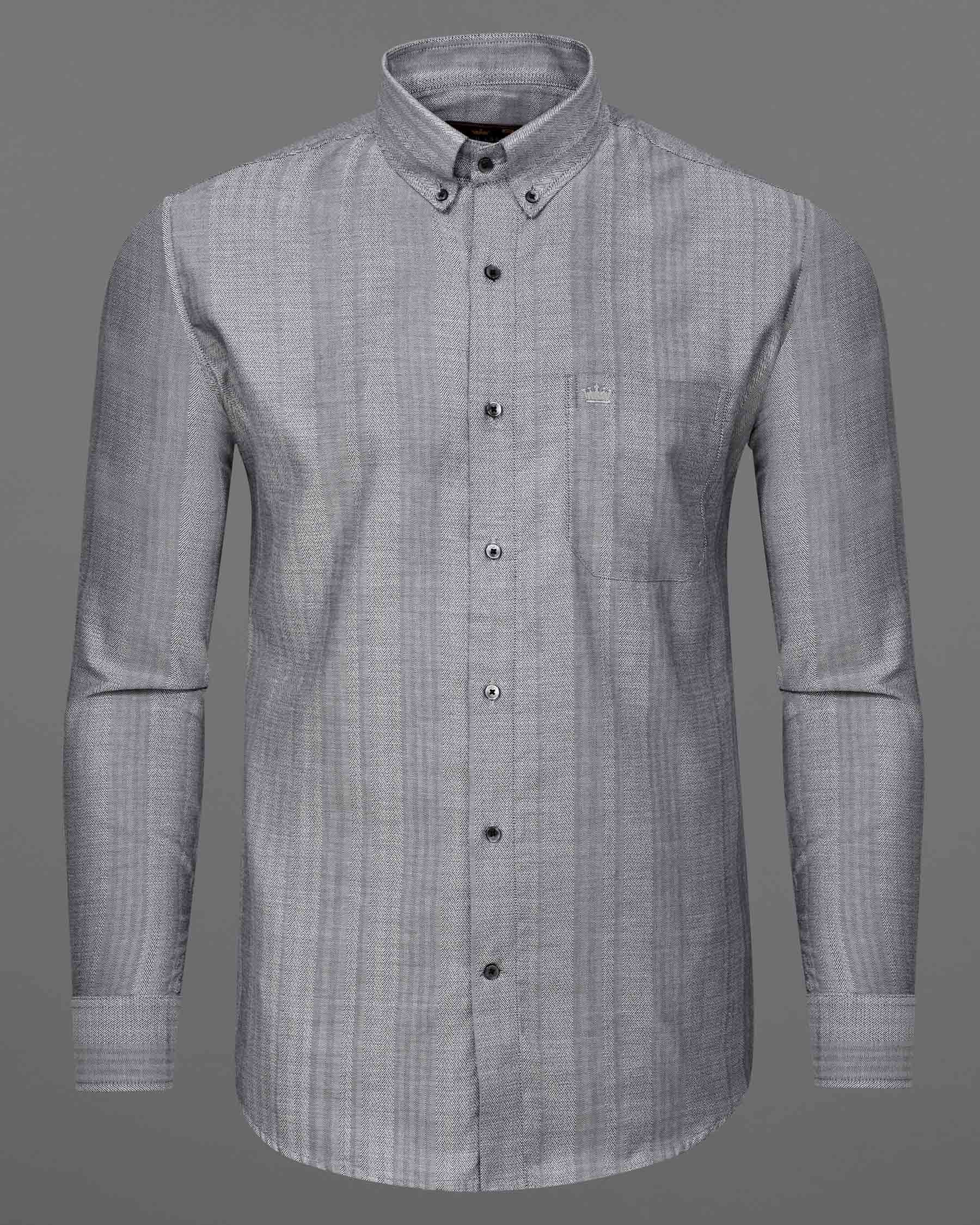 Star Dust Gray Striped Herringbone Shirt