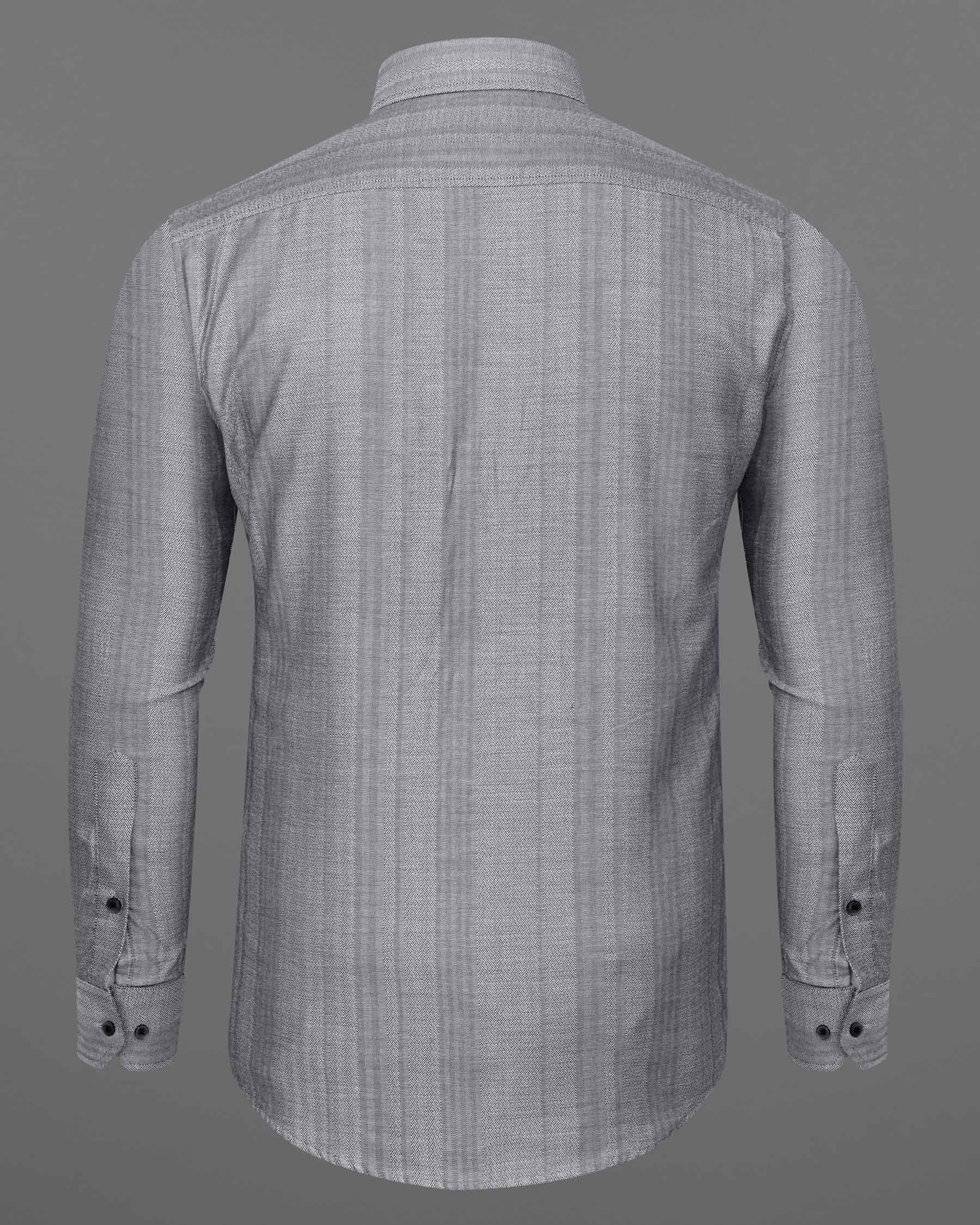 Star Dust Gray Striped Herringbone Shirt