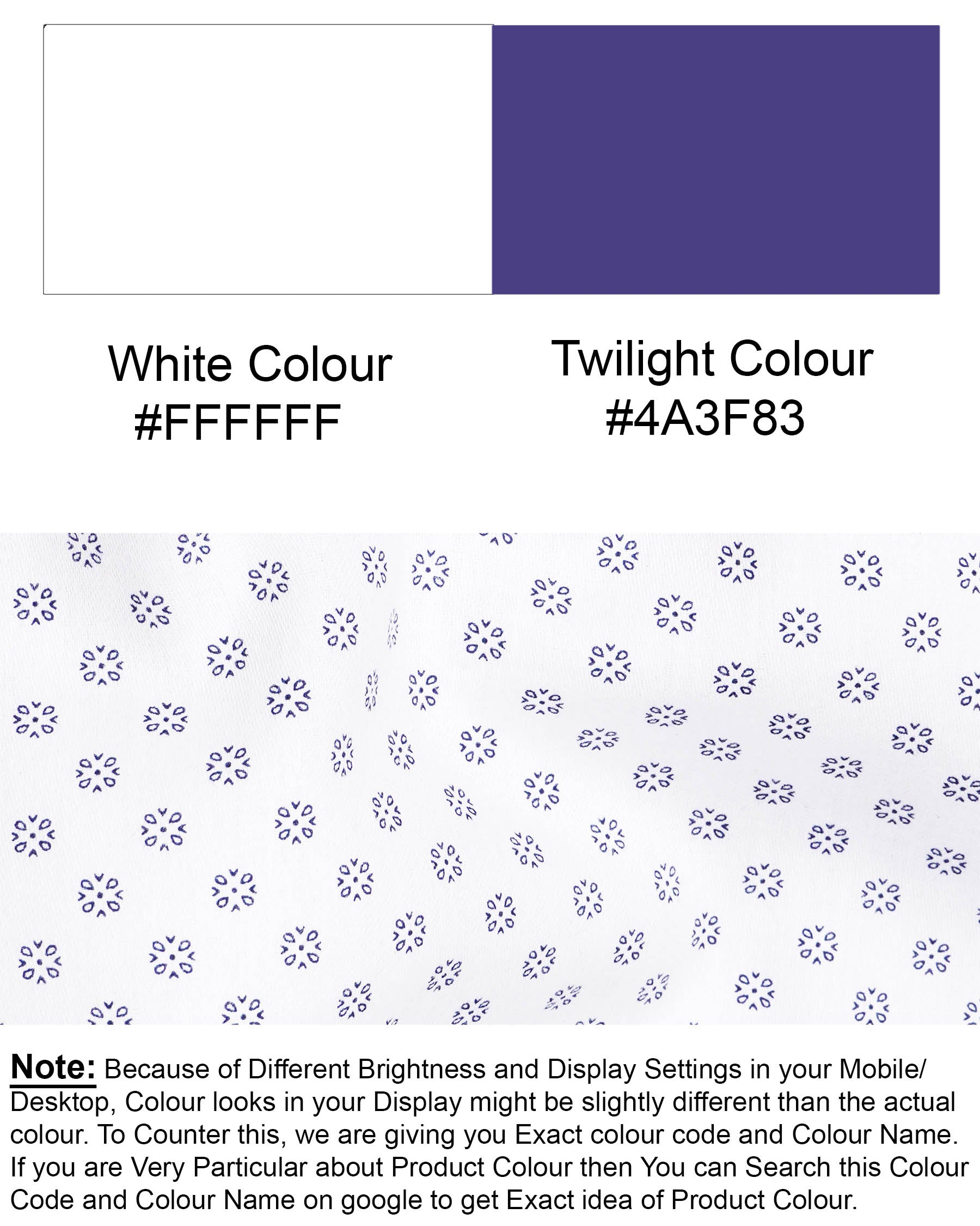 Bright White with Twilight Printed Premium Cotton Shirt