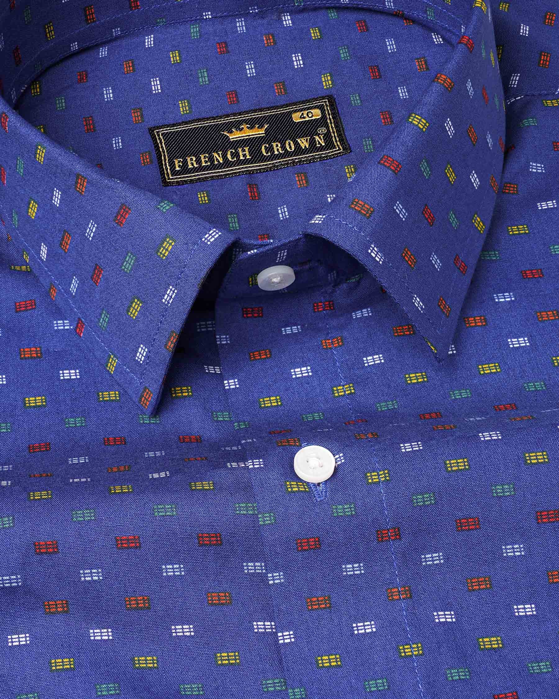 Chambray Blue with Multicolour Printed Premium Cotton Shirt 7466-38, 7466-H-38, 7466-39, 7466-H-39, 7466-40, 7466-H-40, 7466-42, 7466-H-42, 7466-44, 7466-H-44, 7466-46, 7466-H-46, 7466-48, 7466-H-48, 7466-50, 7466-H-50, 7466-52, 7466-H-52