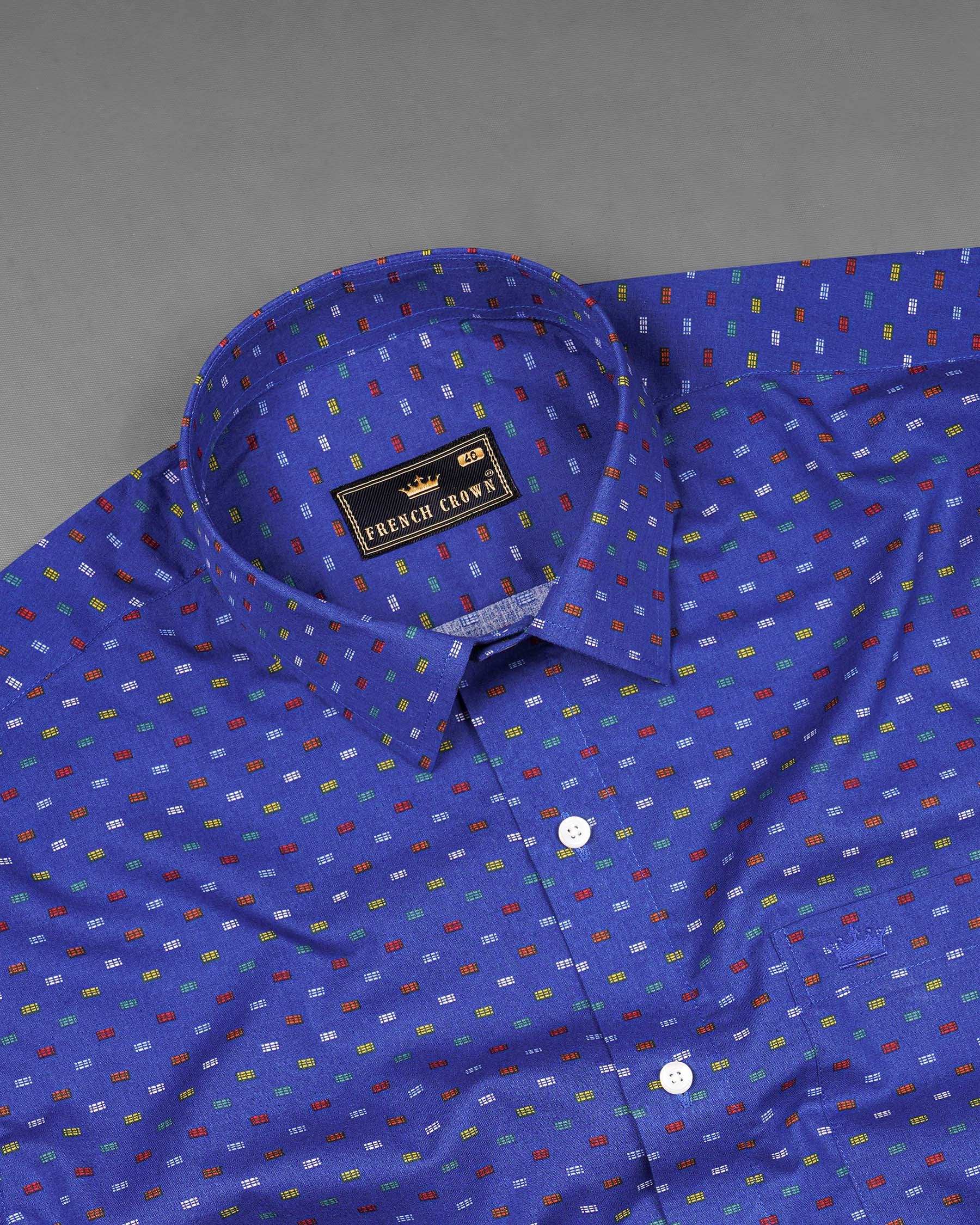 Chambray Blue with Multicolour Printed Premium Cotton Shirt 7466-38, 7466-H-38, 7466-39, 7466-H-39, 7466-40, 7466-H-40, 7466-42, 7466-H-42, 7466-44, 7466-H-44, 7466-46, 7466-H-46, 7466-48, 7466-H-48, 7466-50, 7466-H-50, 7466-52, 7466-H-52