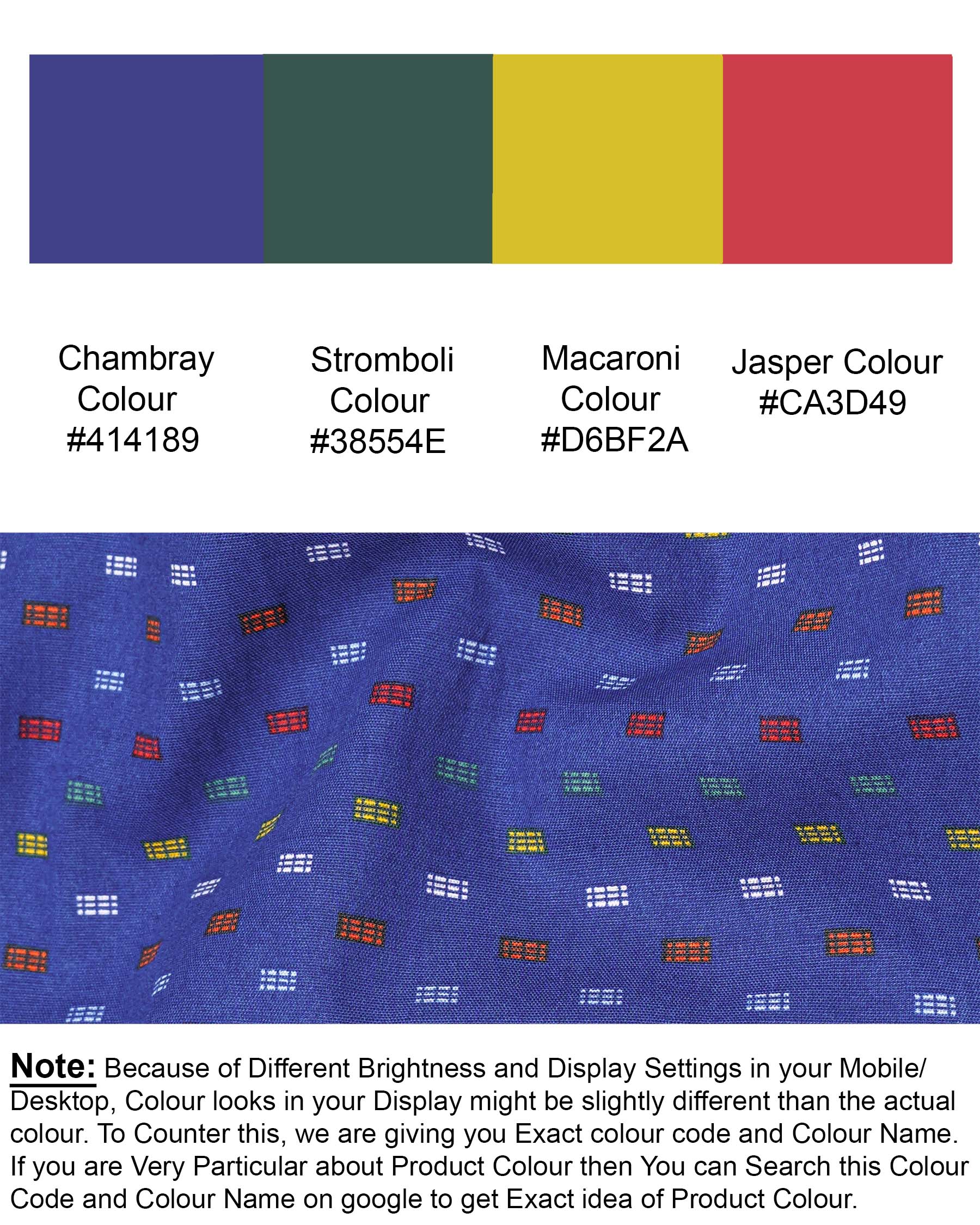 Chambray Blue with Multicolour Printed Premium Cotton Shirt 7466-38, 7466-H-38, 7466-39, 7466-H-39, 7466-40, 7466-H-40, 7466-42, 7466-H-42, 7466-44, 7466-H-44, 7466-46, 7466-H-46, 7466-48, 7466-H-48, 7466-50, 7466-H-50, 7466-52, 7466-H-52