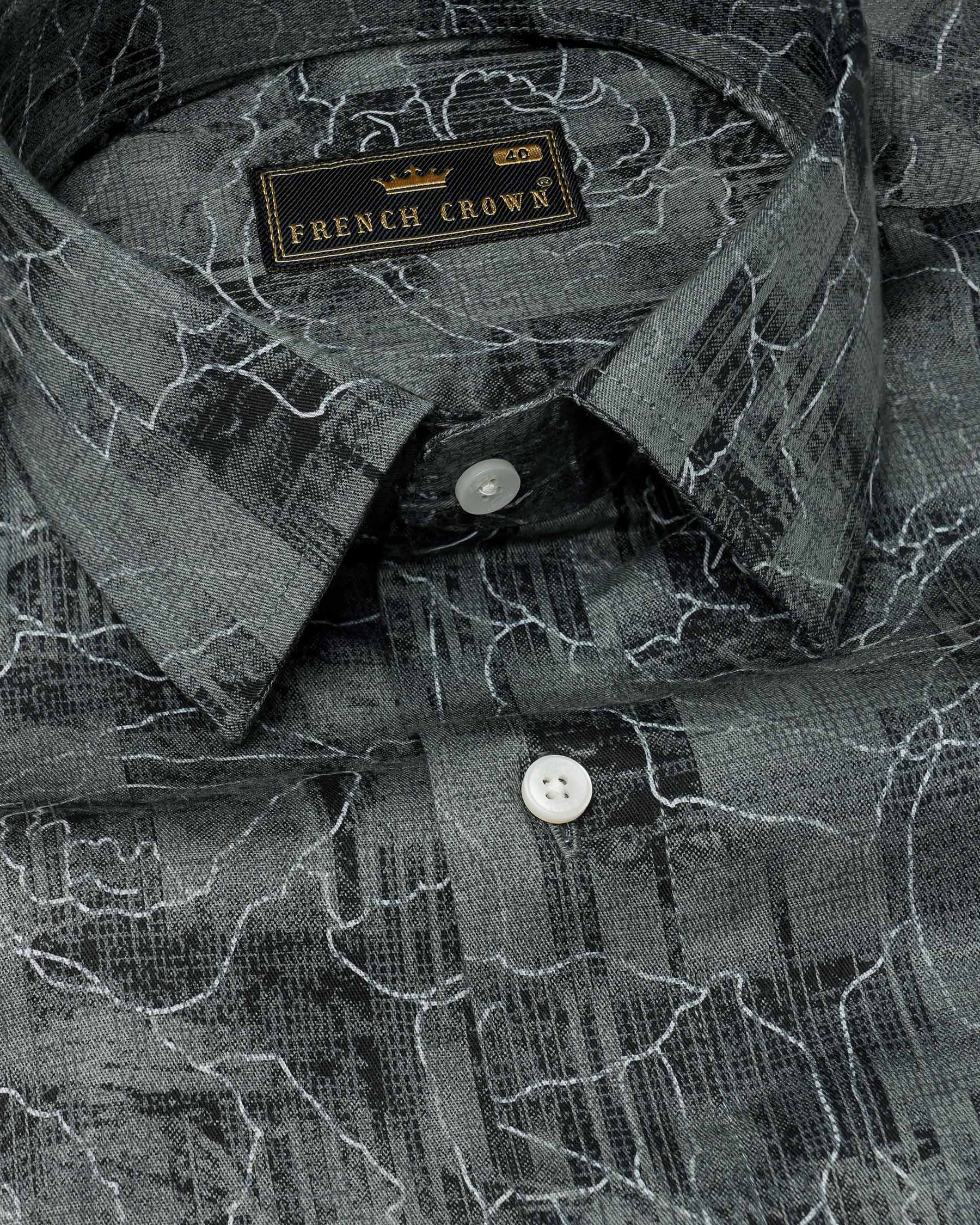 Dark Slate Gray Floral Printed Super Soft Premium Cotton Shirt 7482-38, 7482-H-38, 7482-39, 7482-H-39, 7482-40, 7482-H-40, 7482-42, 7482-H-42, 7482-44, 7482-H-44, 7482-46, 7482-H-46, 7482-48, 7482-H-48, 7482-50, 7482-H-50, 7482-52, 7482-H-52