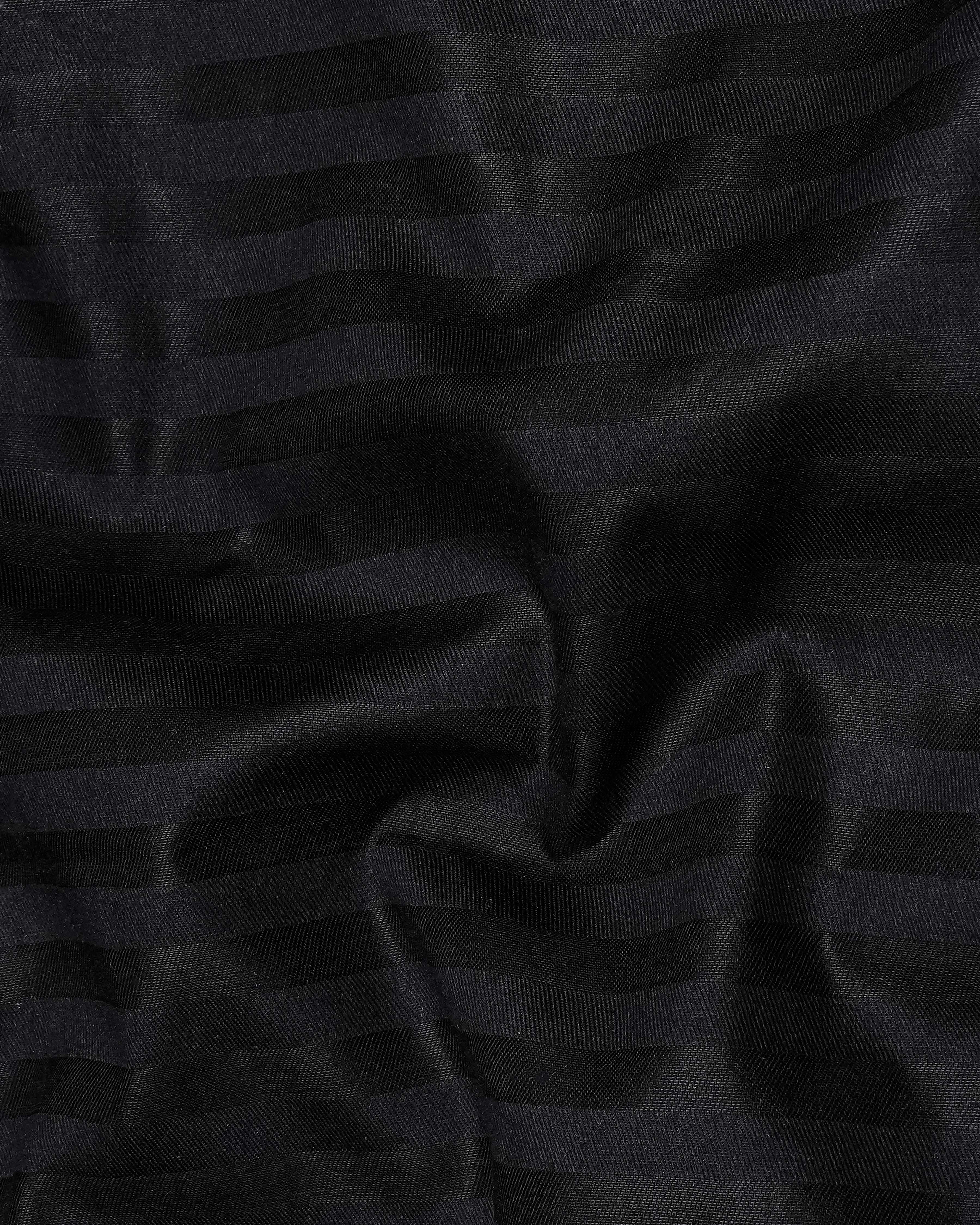 Jade Black Subtle Striped Dobby Textured Premium Giza Cotton Shirt