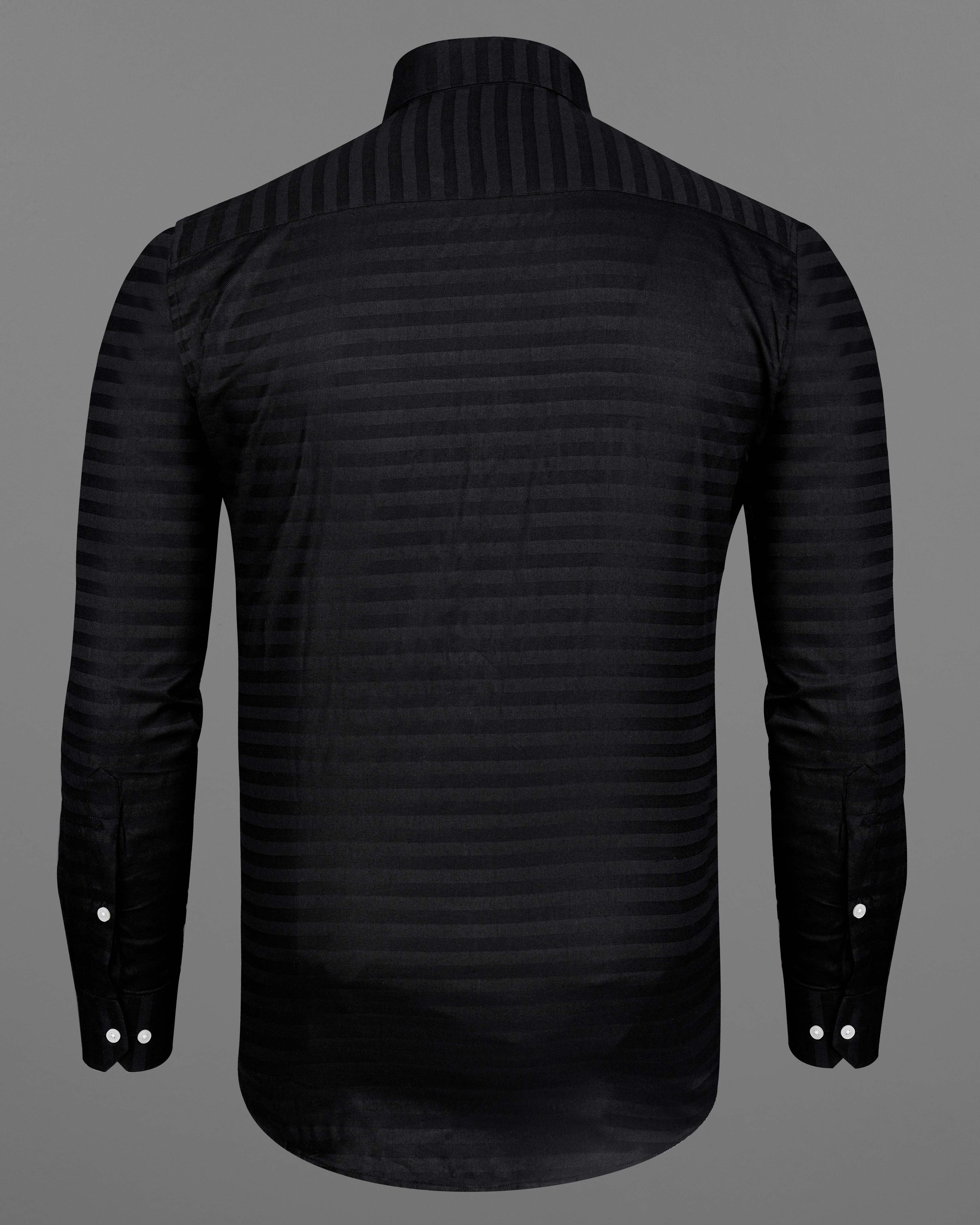 Jade Black Subtle Striped Dobby Textured Premium Giza Cotton Shirt