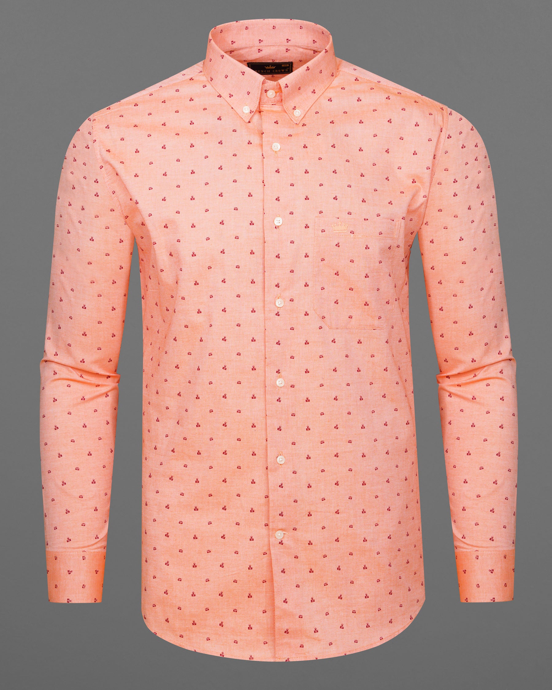 Dark Salmon Peach Camera Print Royal Oxford Shirt 7510-BD-38, 7510-BD-H-38, 7510-BD-39, 7510-BD-H-39, 7510-BD-40, 7510-BD-H-40, 7510-BD-42, 7510-BD-H-42, 7510-BD-44, 7510-BD-H-44, 7510-BD-46, 7510-BD-H-46, 7510-BD-48, 7510-BD-H-48, 7510-BD-50, 7510-BD-H-50, 7510-BD-52, 7510-BD-H-52