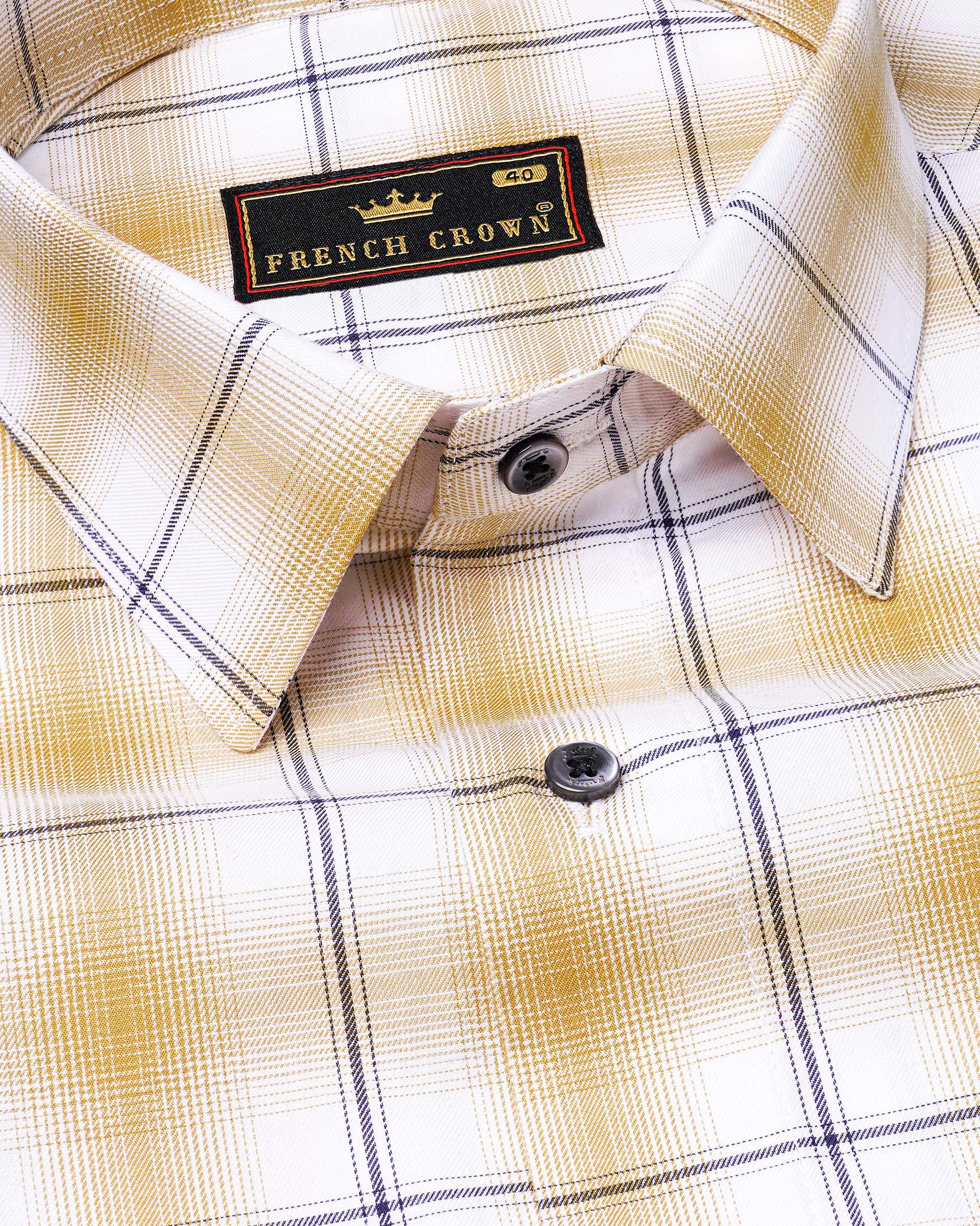 Desert Brown and White Casual Checks-Plaid Premium Cotton Shirt