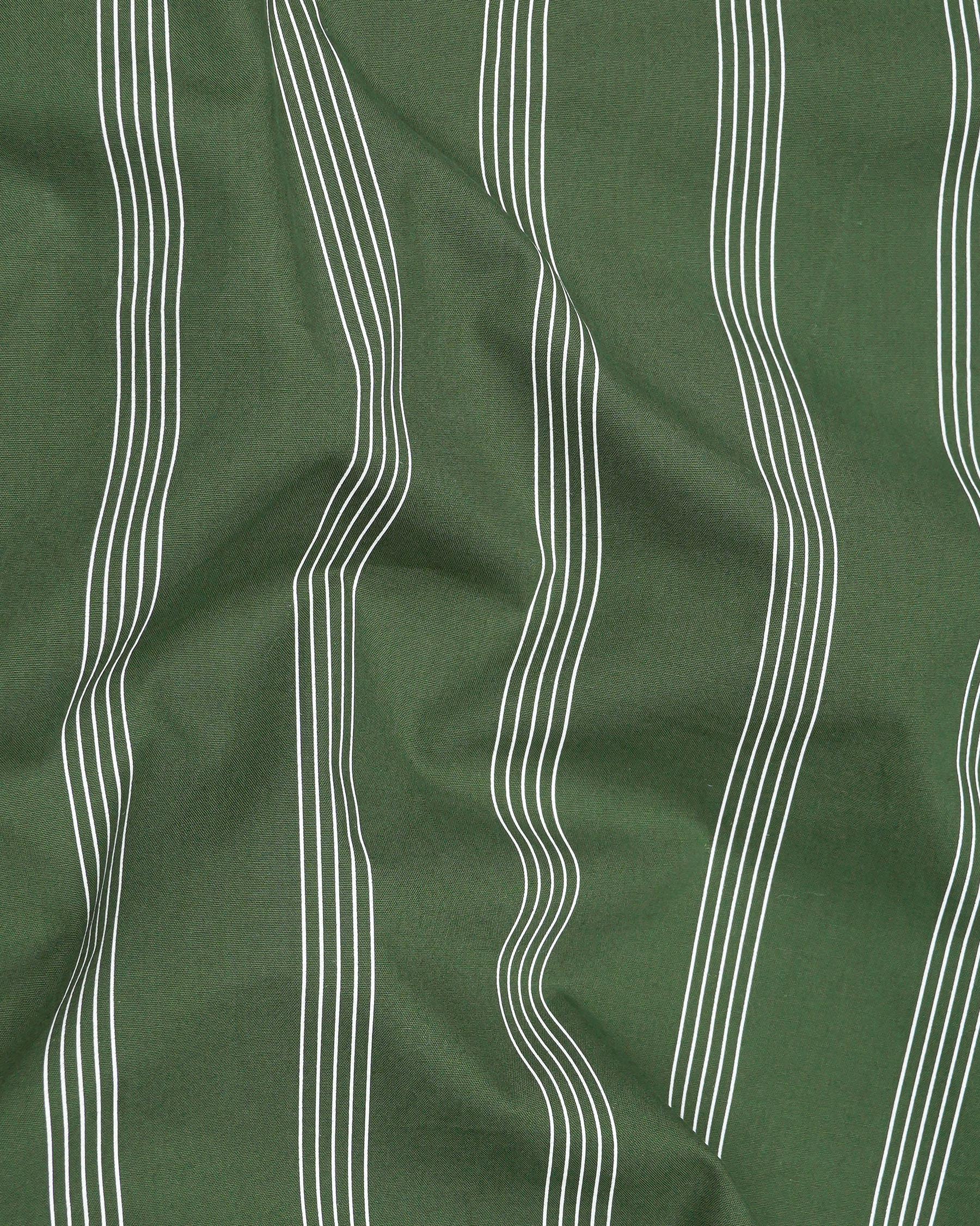 Finlandia Green Pinstriped Premium Cotton Kurta Shirt