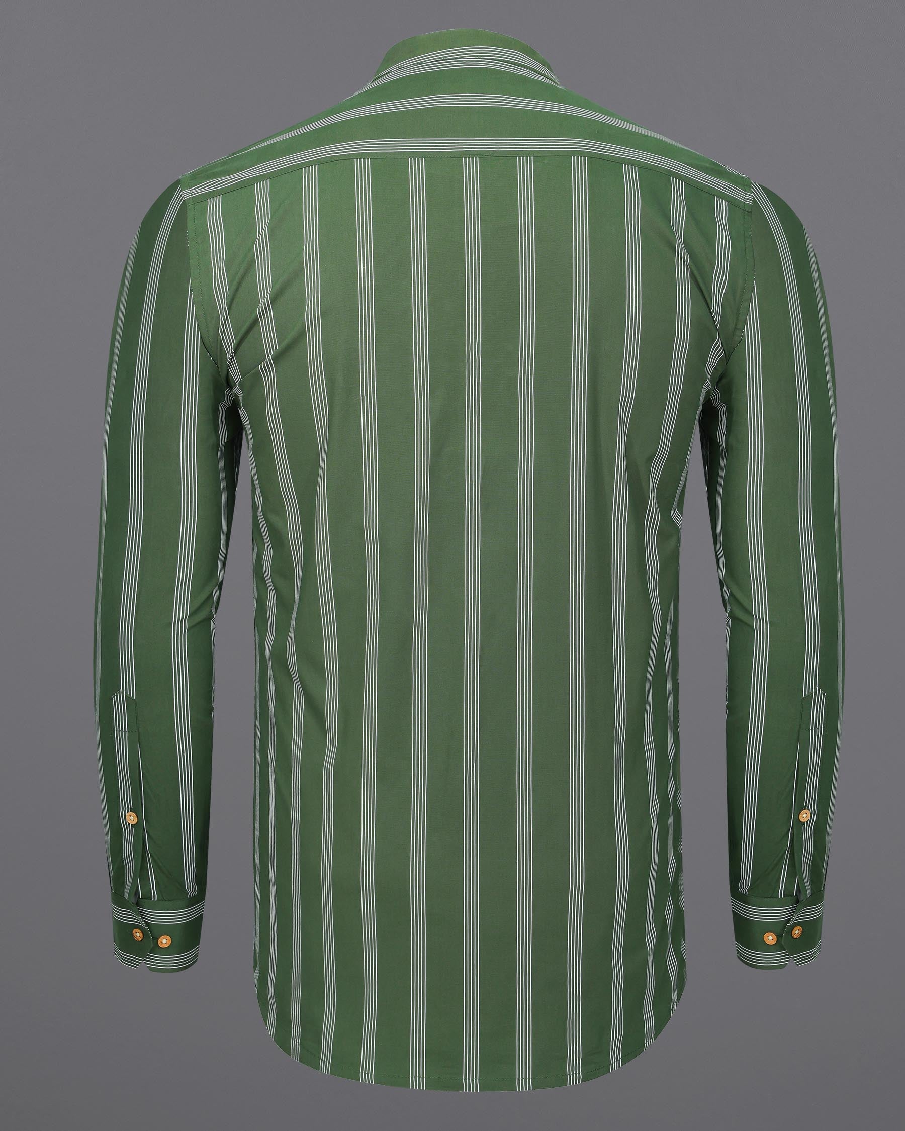 Finlandia Green Pinstriped Premium Cotton Kurta Shirt