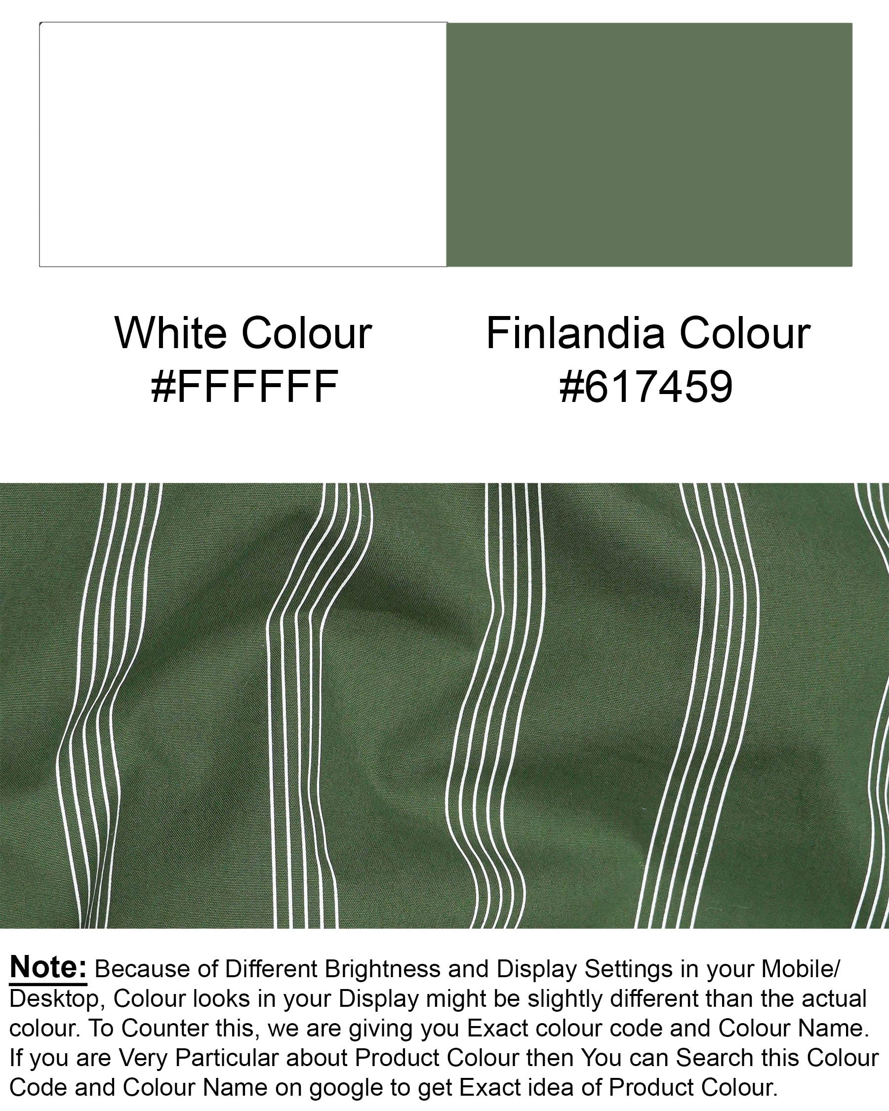 Finlandia Green Pinstriped Premium Cotton Kurta Shirt