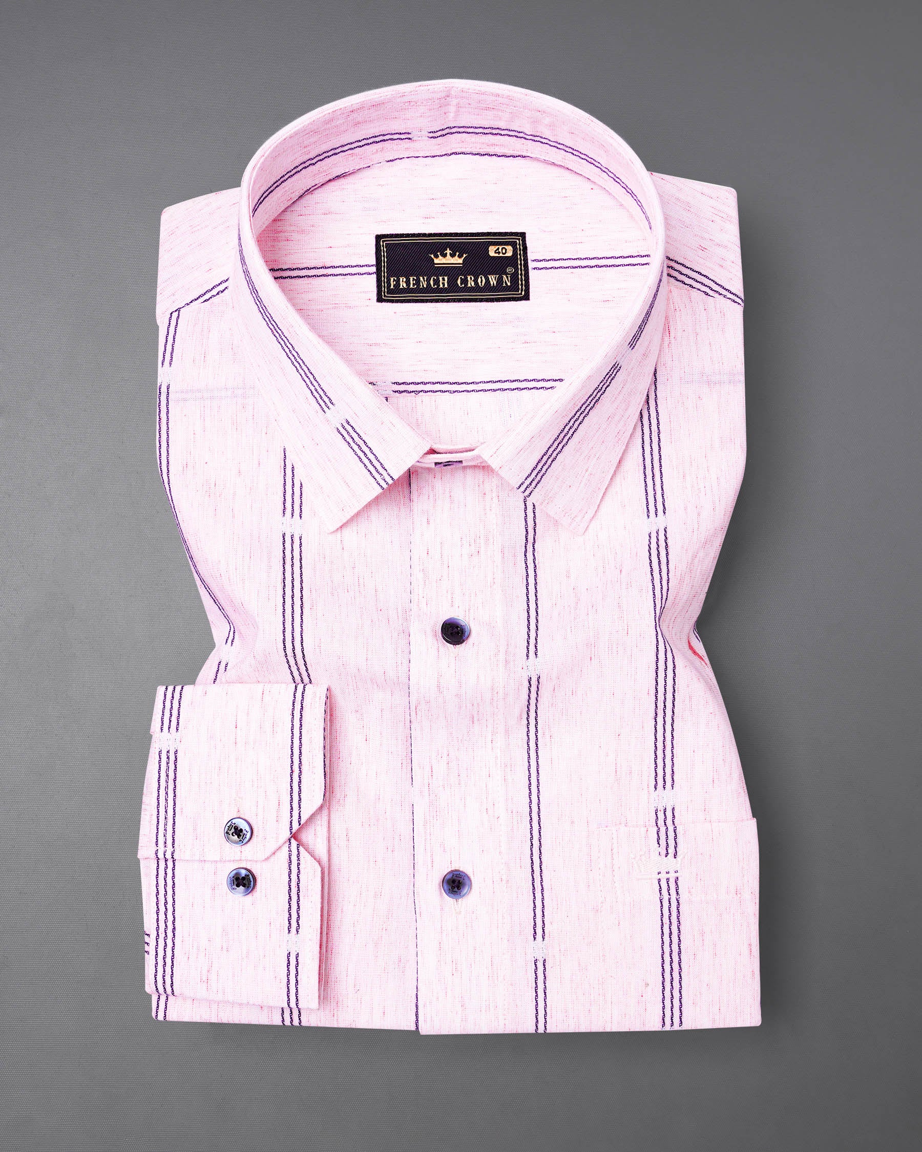 Twilight Pink Pinstriped Dobby Textured Premium Giza Cotton Shirt