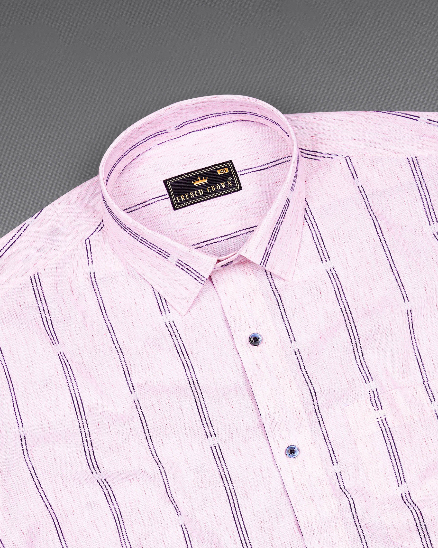 Twilight Pink Pinstriped Dobby Textured Premium Giza Cotton Shirt