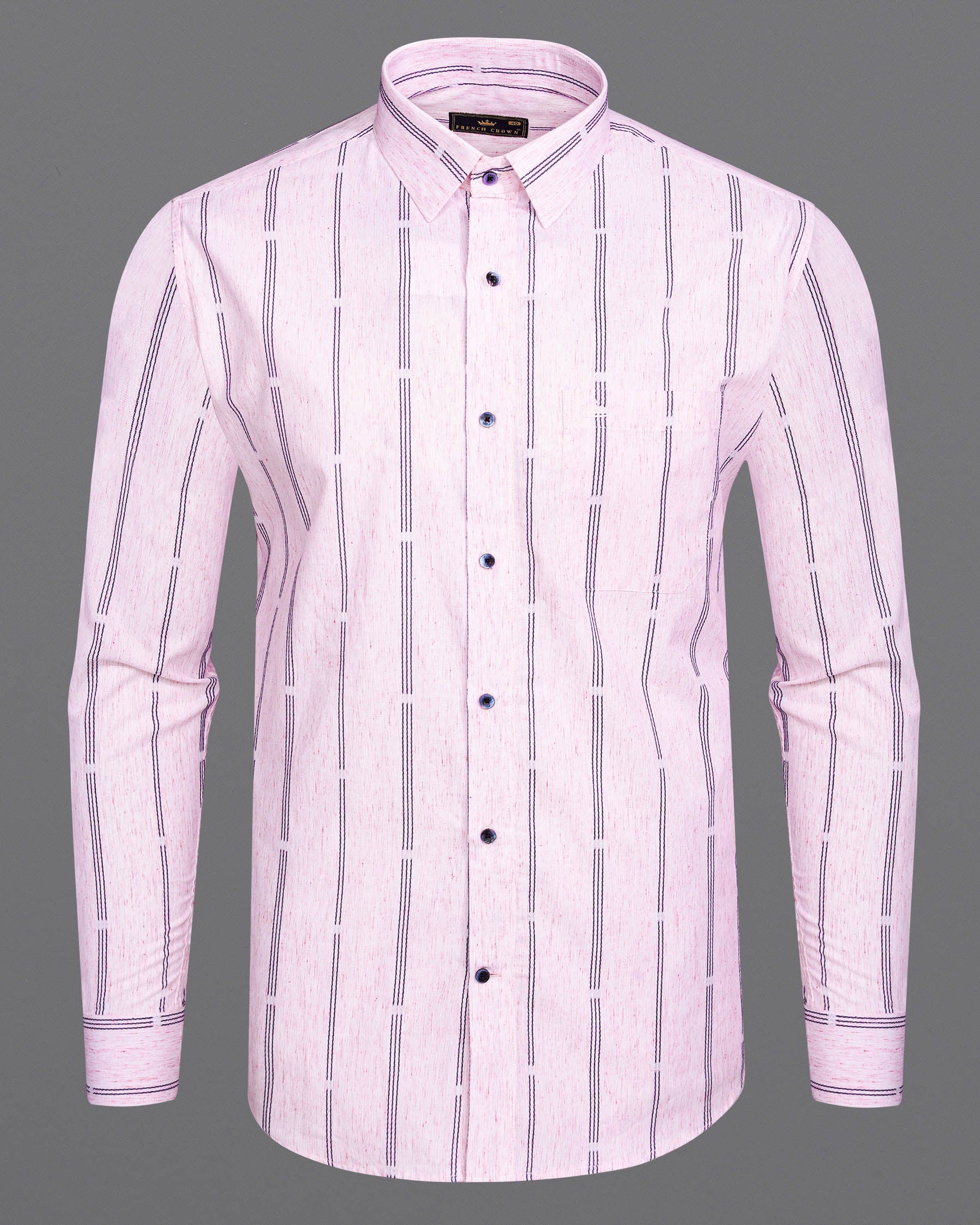 Twilight Pink Pinstriped Dobby Textured Premium Giza Cotton Shirt