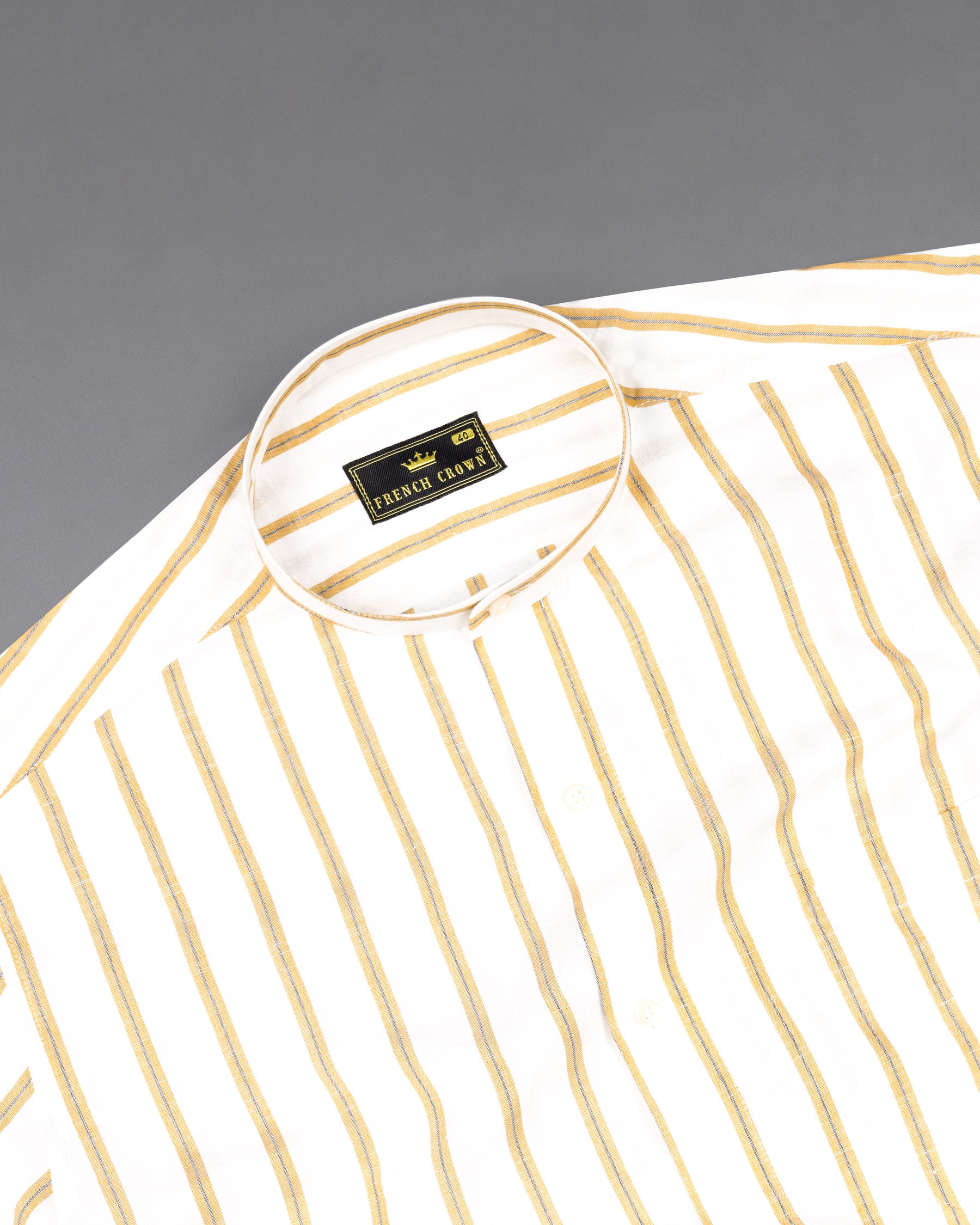 Off White Striped Luxurious Linen Mandarin Collar Shirt 7619-M-38,7619-M-38,7619-M-39,7619-M-39,7619-M-40,7619-M-40,7619-M-42,7619-M-42,7619-M-44,7619-M-44,7619-M-46,7619-M-46,7619-M-48,7619-M-48,7619-M-50,7619-M-50,7619-M-52,7619-M-52