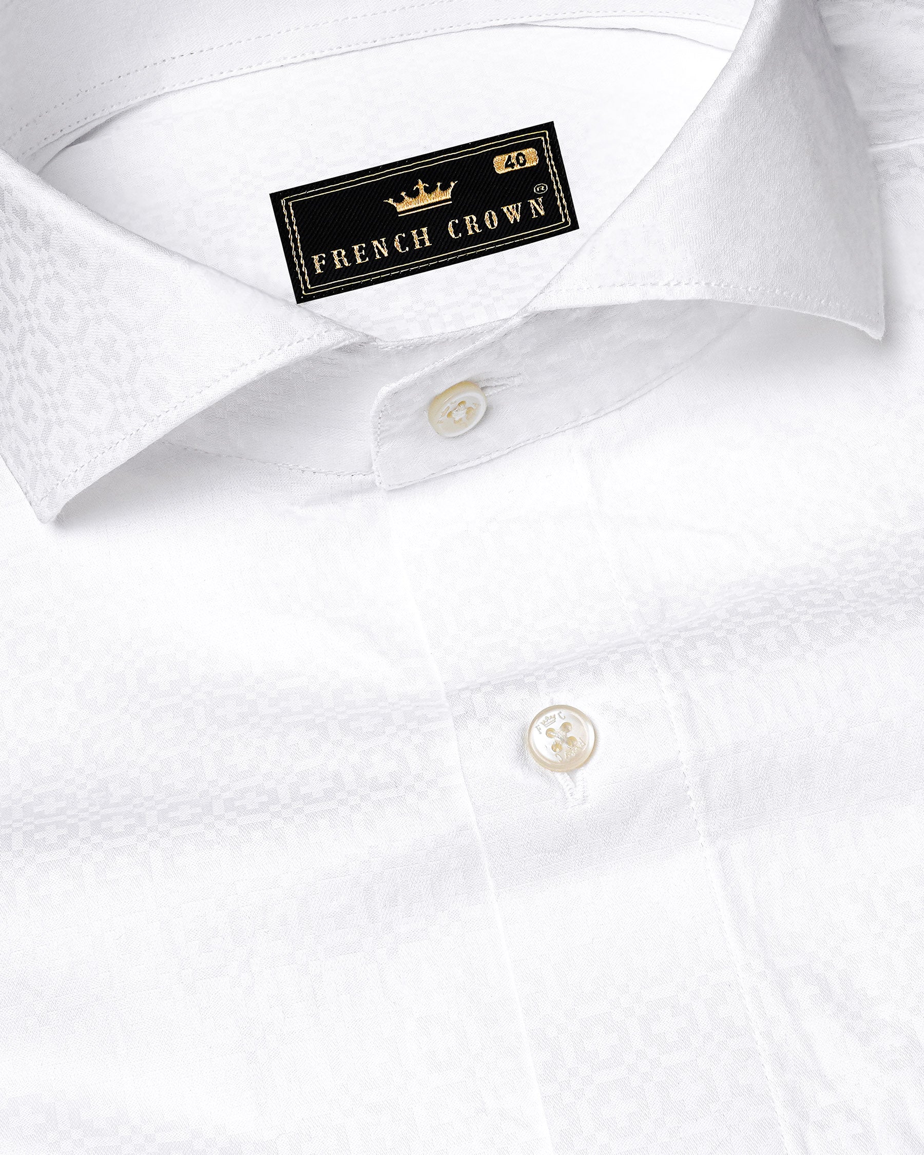 Bright White Formal Textured Premium Cotton Shirt For Men - Snitch