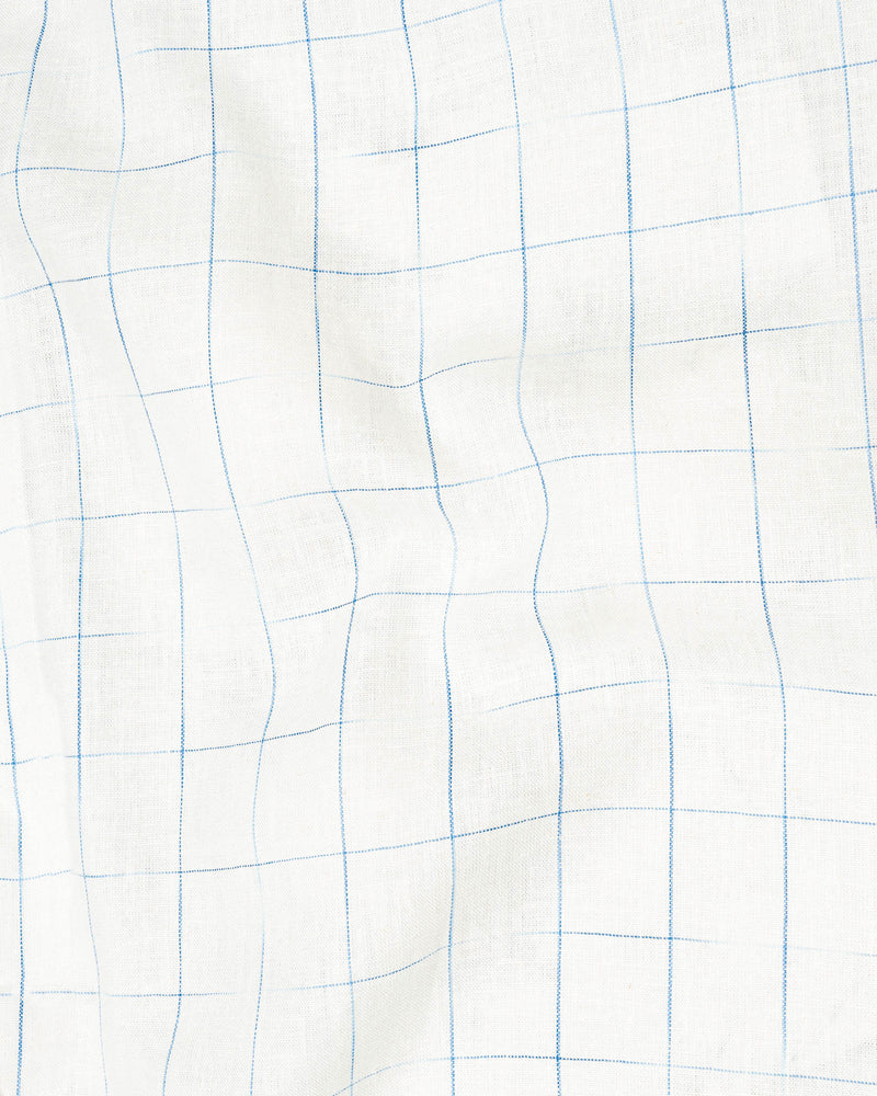 Bright White Checkered Luxurious Linen Shirt