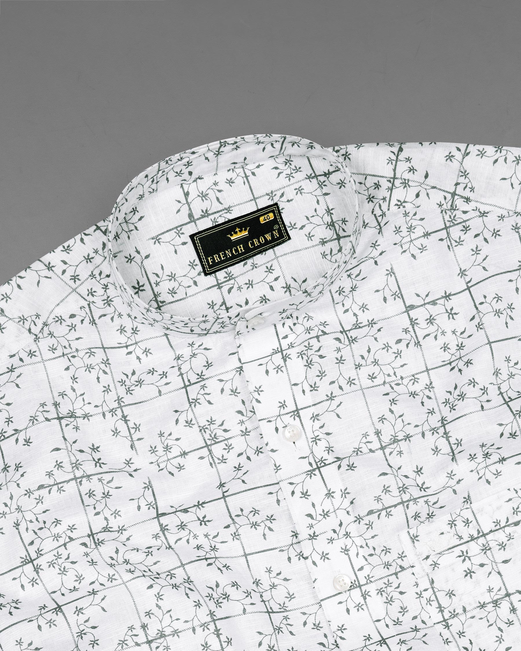 Bright White Windowpane Luxurious Linen Shirt