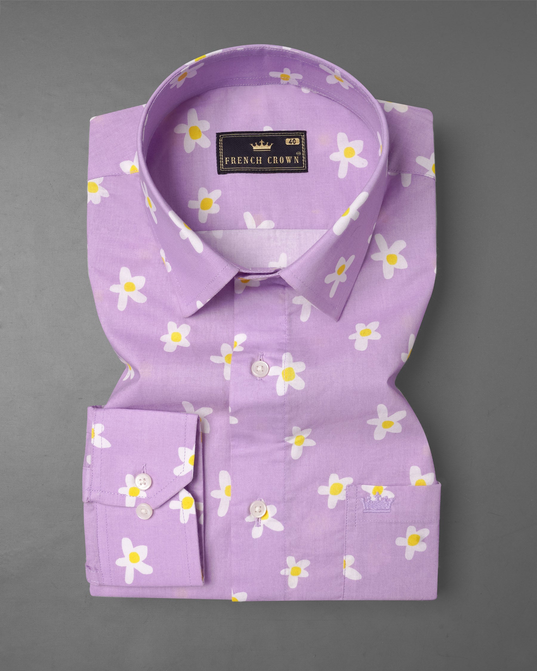 Lilac Lavender with Multi Colored Floral Printed Premium Cotton Shirt 7819-38,7819-38,7819-39,7819-39,7819-40,7819-40,7819-42,7819-42,7819-44,7819-44,7819-46,7819-46,7819-48,7819-48,7819-50,7819-50,7819-52,7819-52