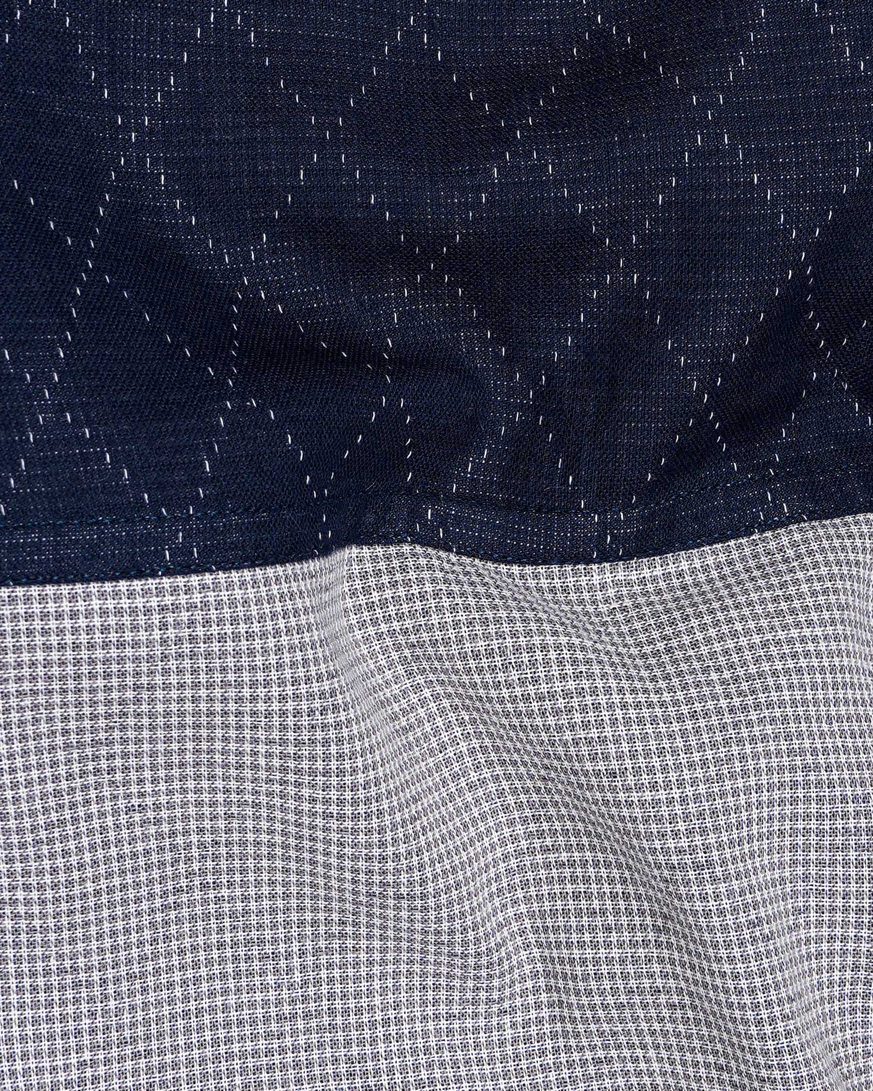 Fedora Gray and Tangaroa Blue Twill Premium Cotton Designer Shirt