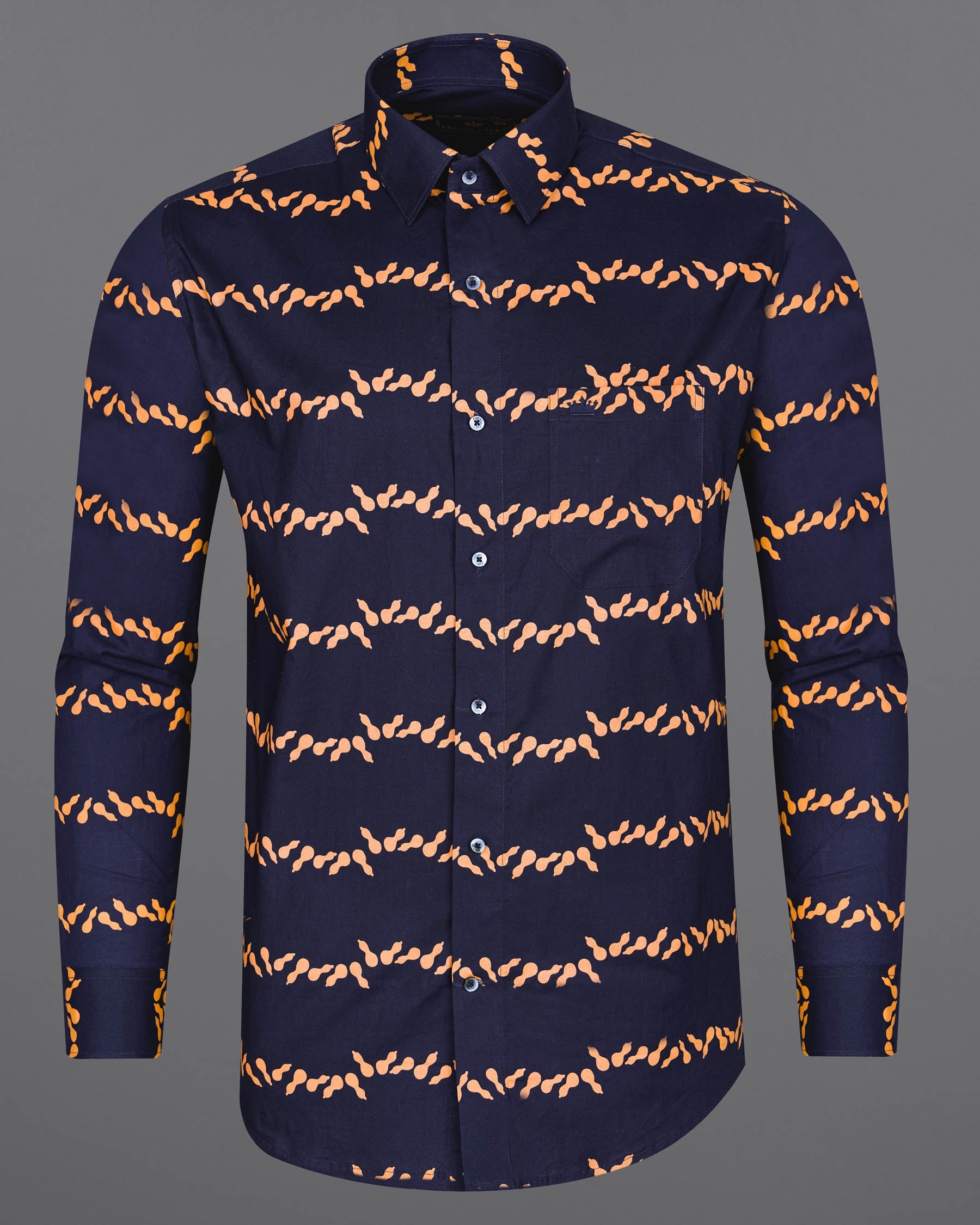 Gunmetal Navy Blue With Melon Orange Printed Premium Cotton Shirt 7912-BLE -38,7912-BLE -H-38,7912-BLE -39,7912-BLE -H-39,7912-BLE -40,7912-BLE -H-40,7912-BLE -42,7912-BLE -H-42,7912-BLE -44,7912-BLE -H-44,7912-BLE -46,7912-BLE -H-46,7912-BLE -48,7912-BLE -H-48,7912-BLE -50,7912-BLE -H-50,7912-BLE -52,7912-BLE -H-52